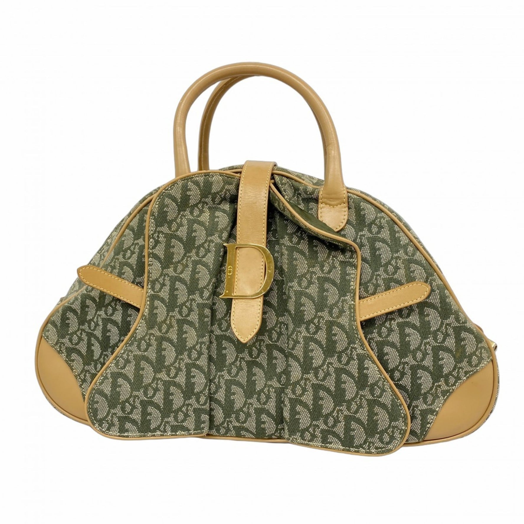 Christian Dior Trotter Canvas Handbag Green Beige