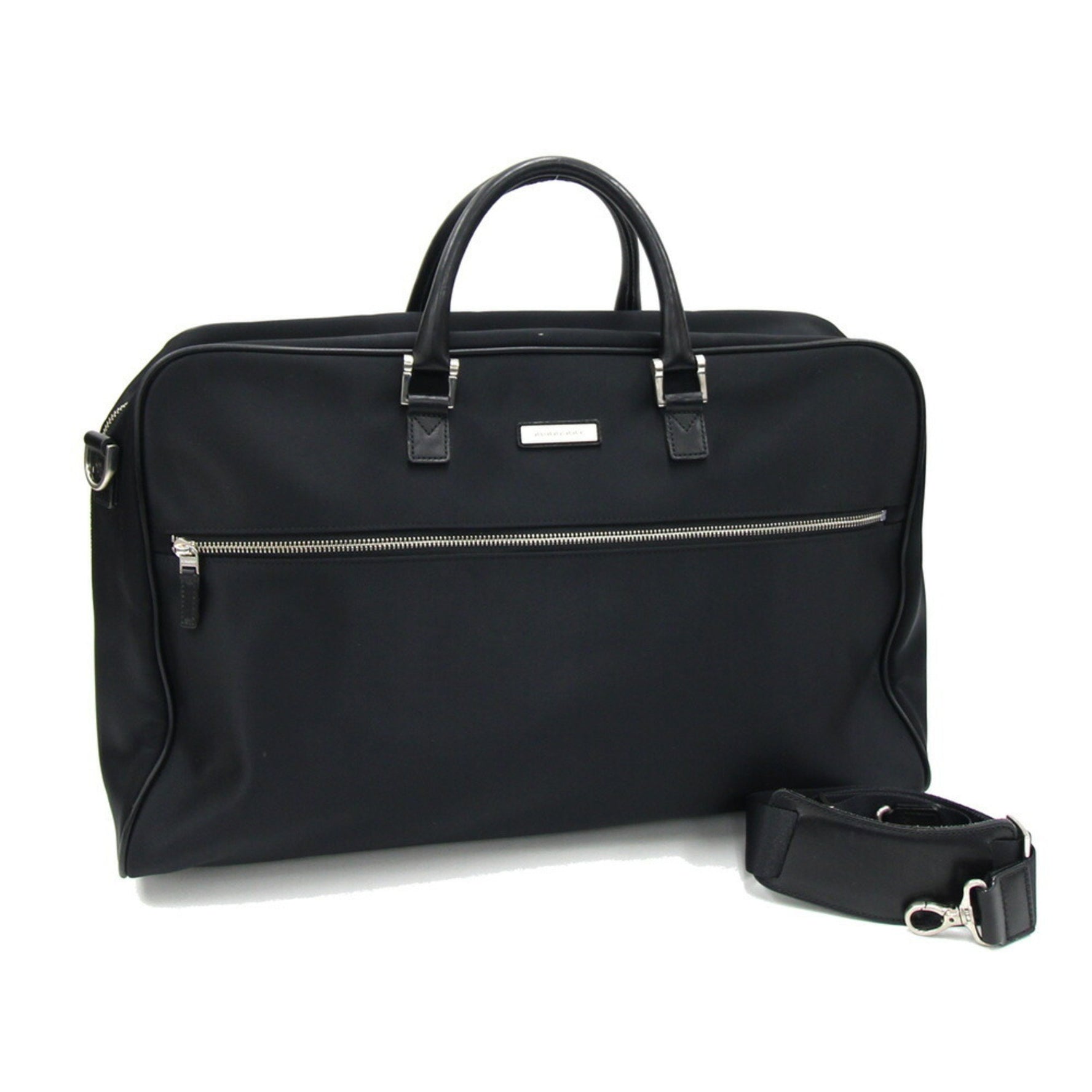 Burberry Boston Bag Black Nylon Leather Shoulder Nova Check Men's BURBERRY
