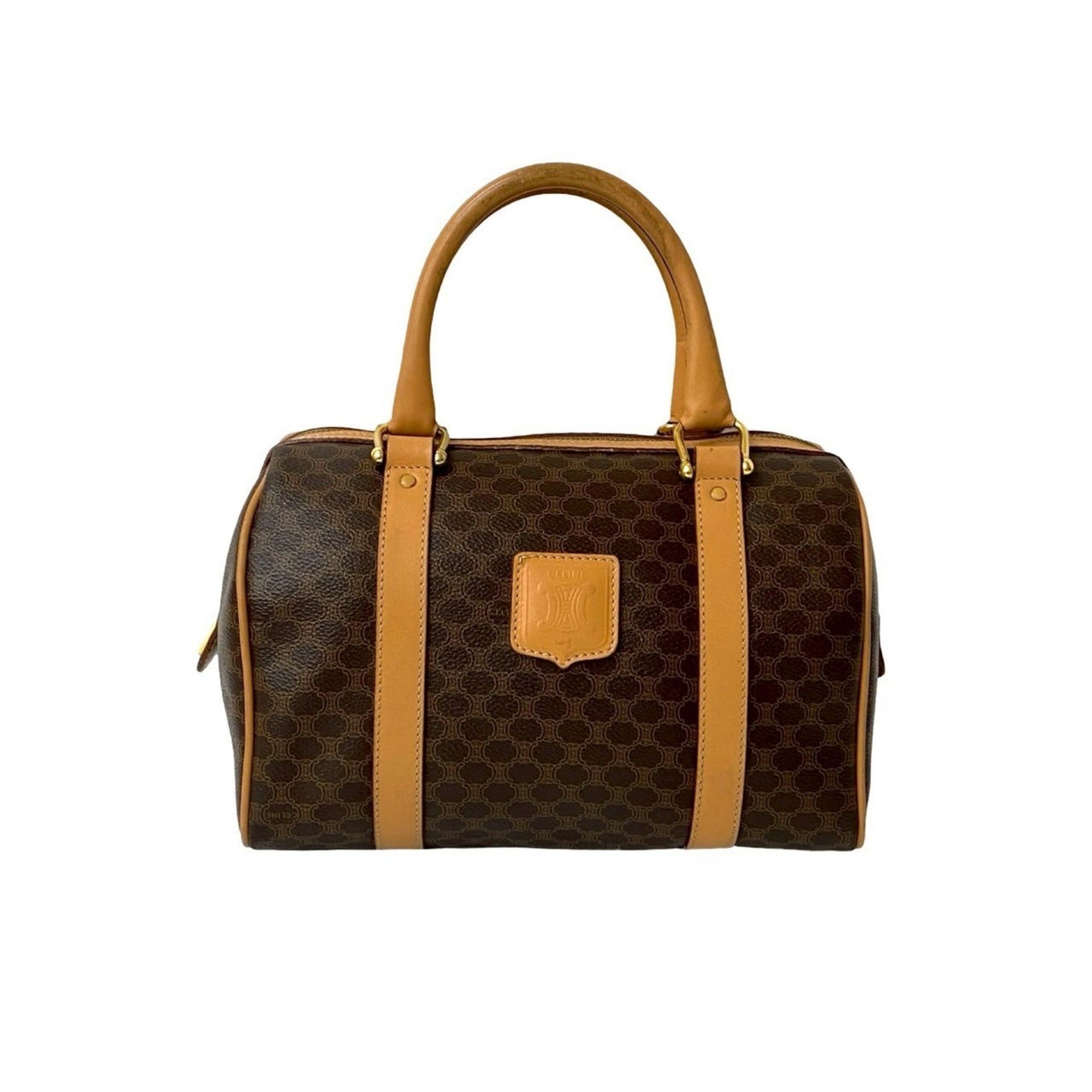 CELINE Macadam Blason with Triomphe Logo and Genuine Leather Handbag/Boston Bag