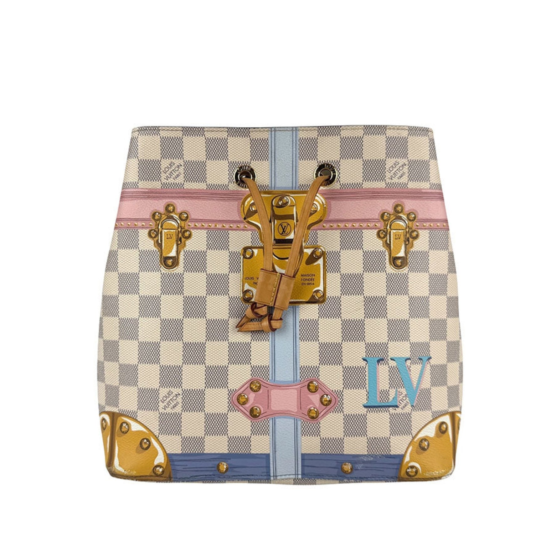 Louis Vuitton Damier Azur Summer Trunk Collection NeoNoe Shoulder Bag in Canvas, Ivory