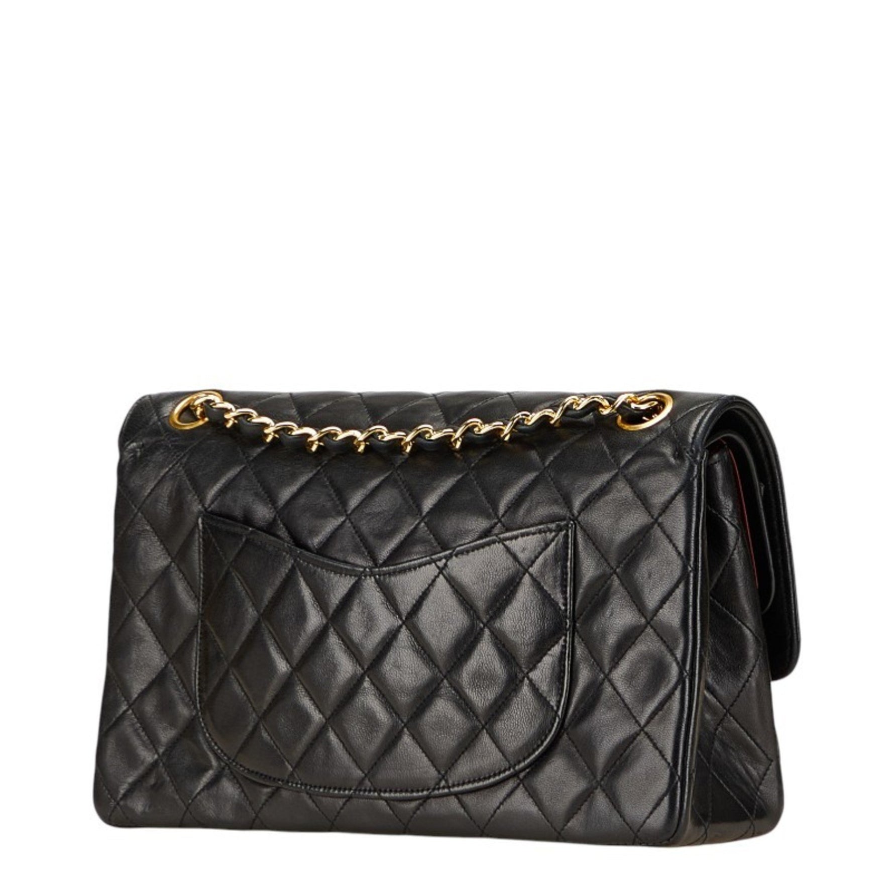 CHANEL Matelasse Coco Mark Double Flap Chain Shoulder Bag in Lambskin
