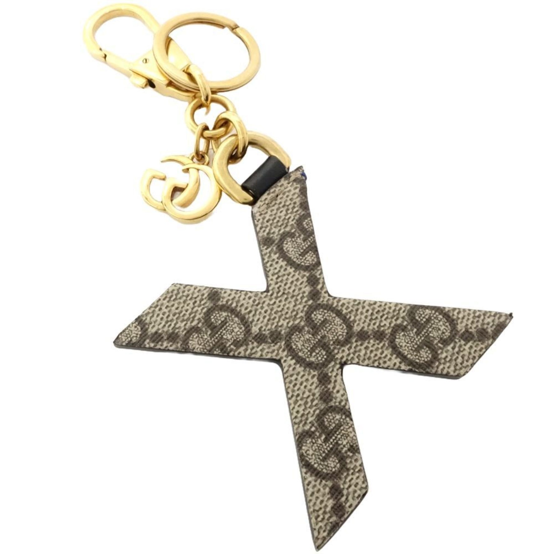 GUCCI Gucci Key Ring Alphabet X Bag Charm Leather Beige Blue Black