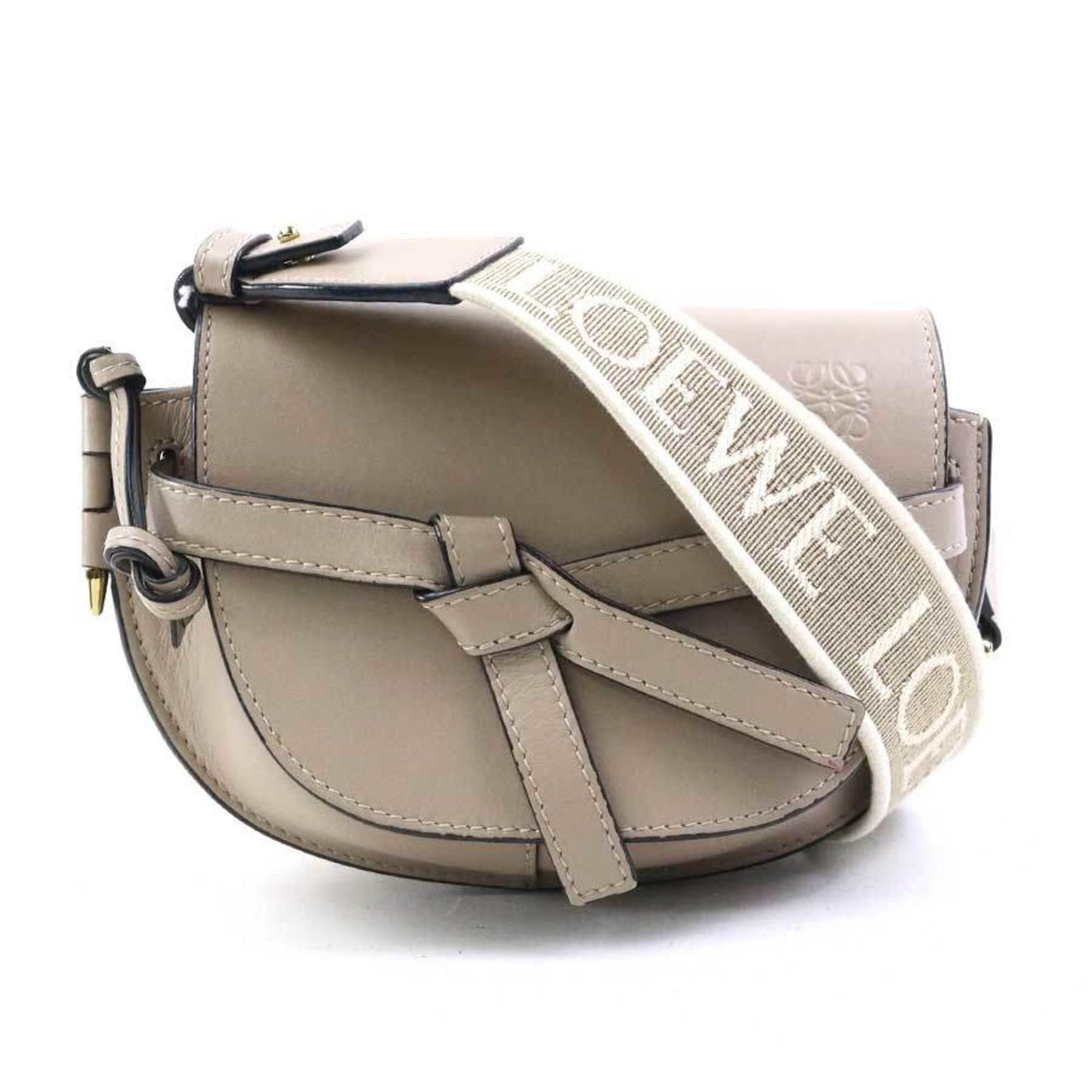 LOEWE Shoulder Bag Leather Greige