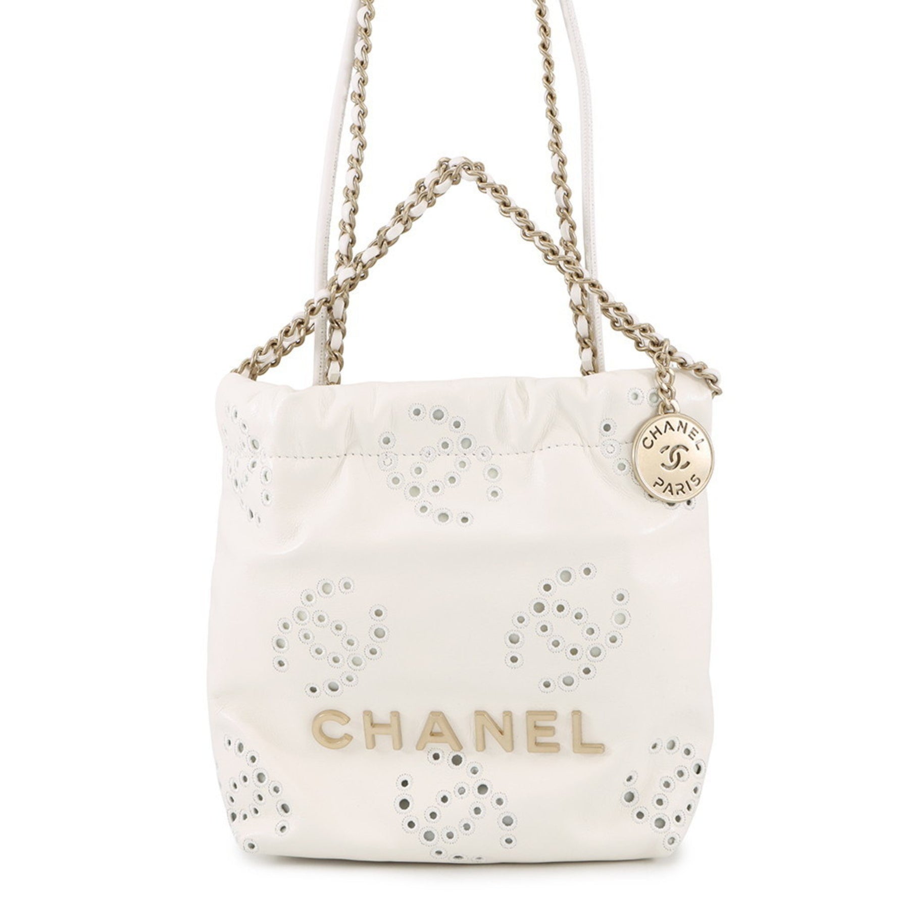 CHANEL 22 Mini Handbag with Coco Mark and Perforated Shiny Calfskin Leather