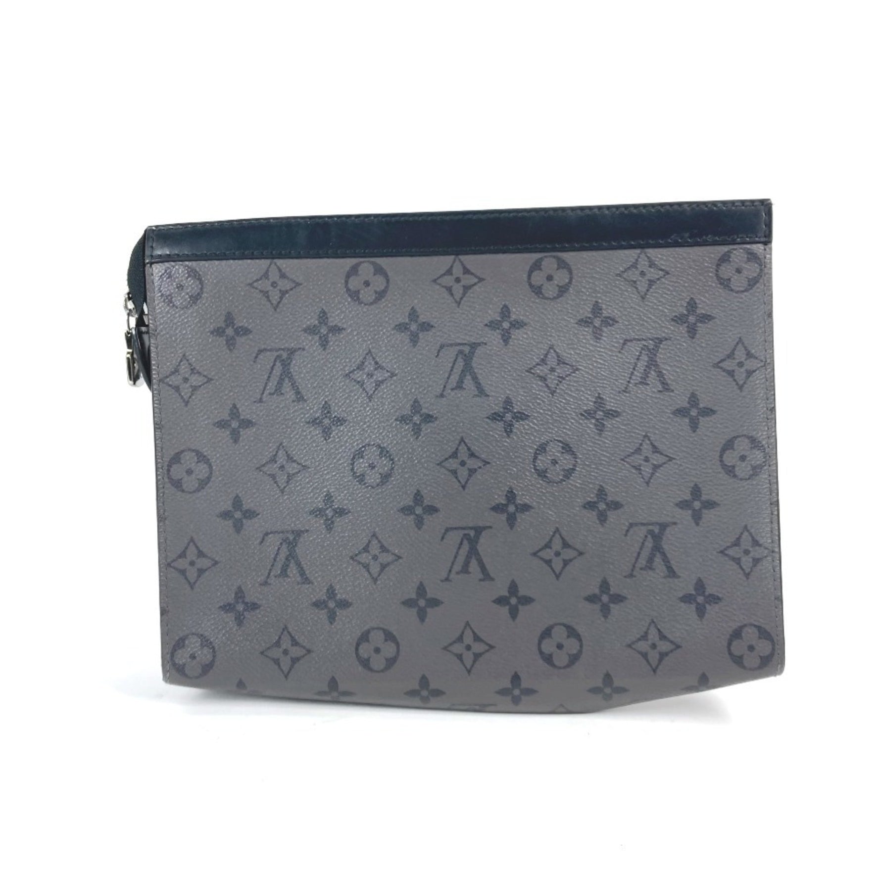 LOUIS VUITTON M69535 Monogram Eclipse Reverse Voyage Pouch Clutch Bag in Canvas, Men's Gray