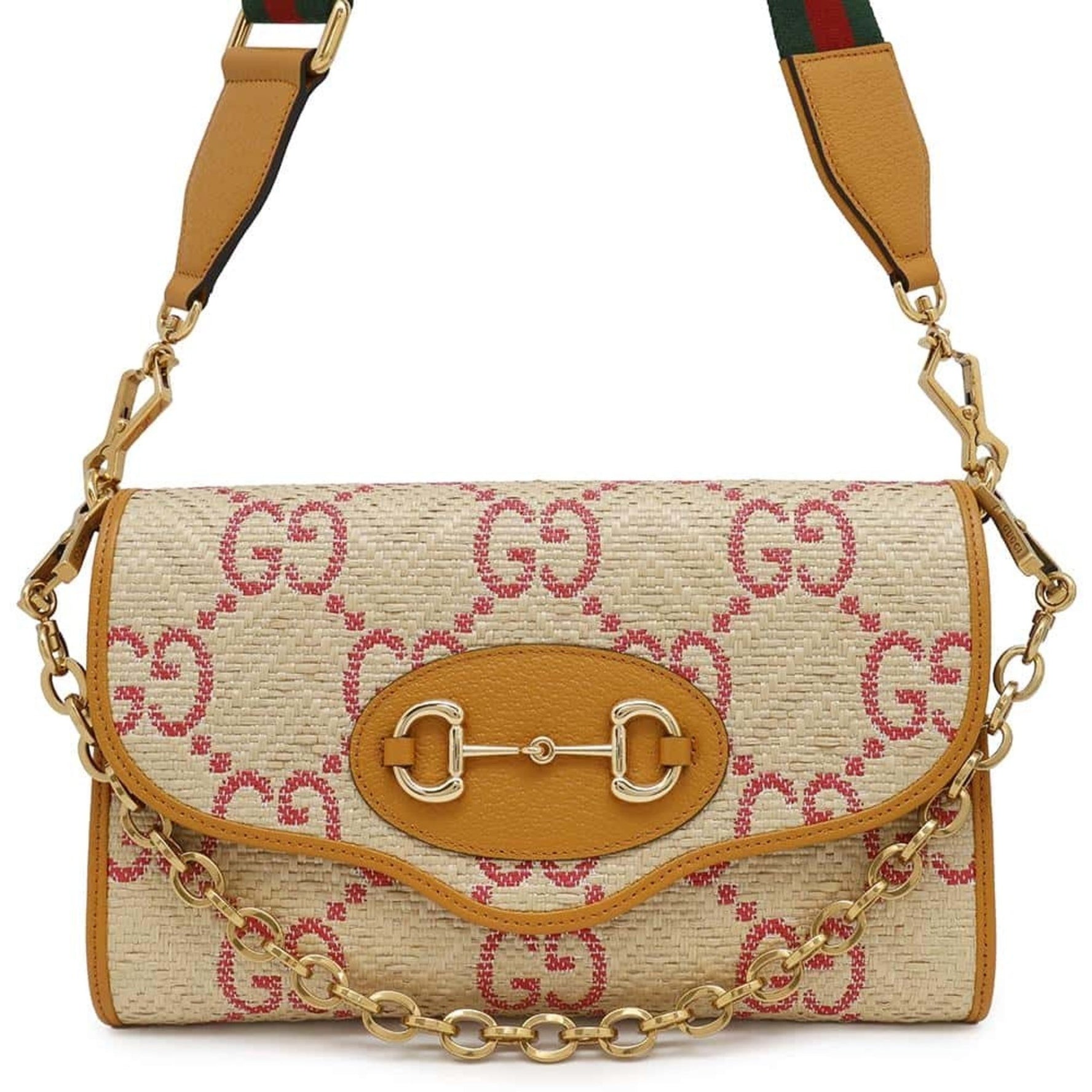 Gucci Shoulder Bag Horsebit Raffia Leather