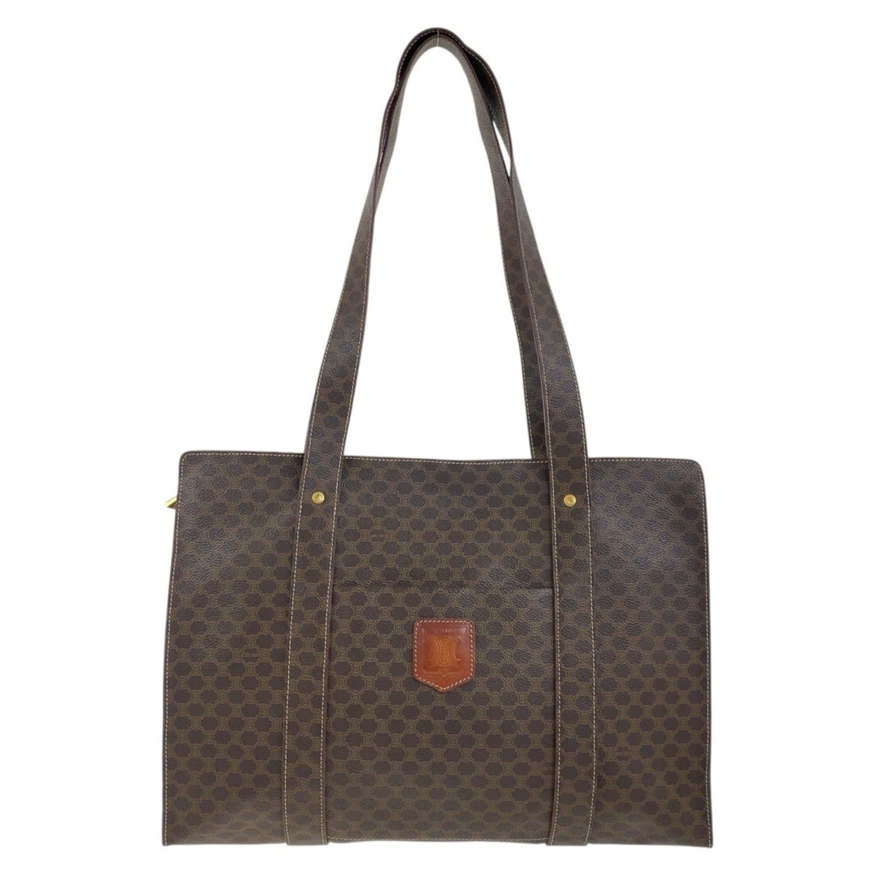 CELINE Vintage Macadam Gold Hardware 2 Tote Bag Shoulder