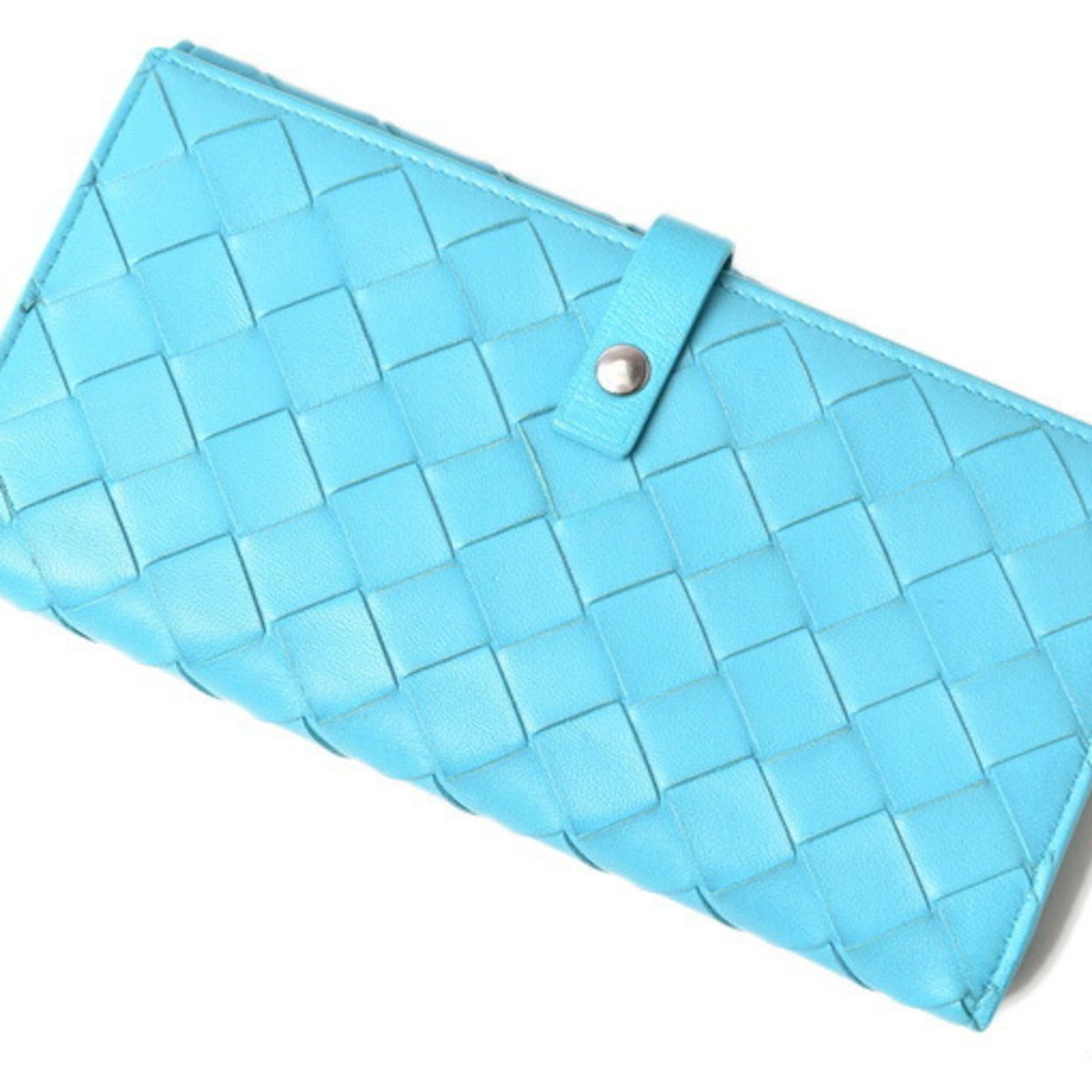 Bottega Veneta Wallet BOTTEGA VENETA Long Flap Intrecciato Nappa Shiny Calf Light Blue