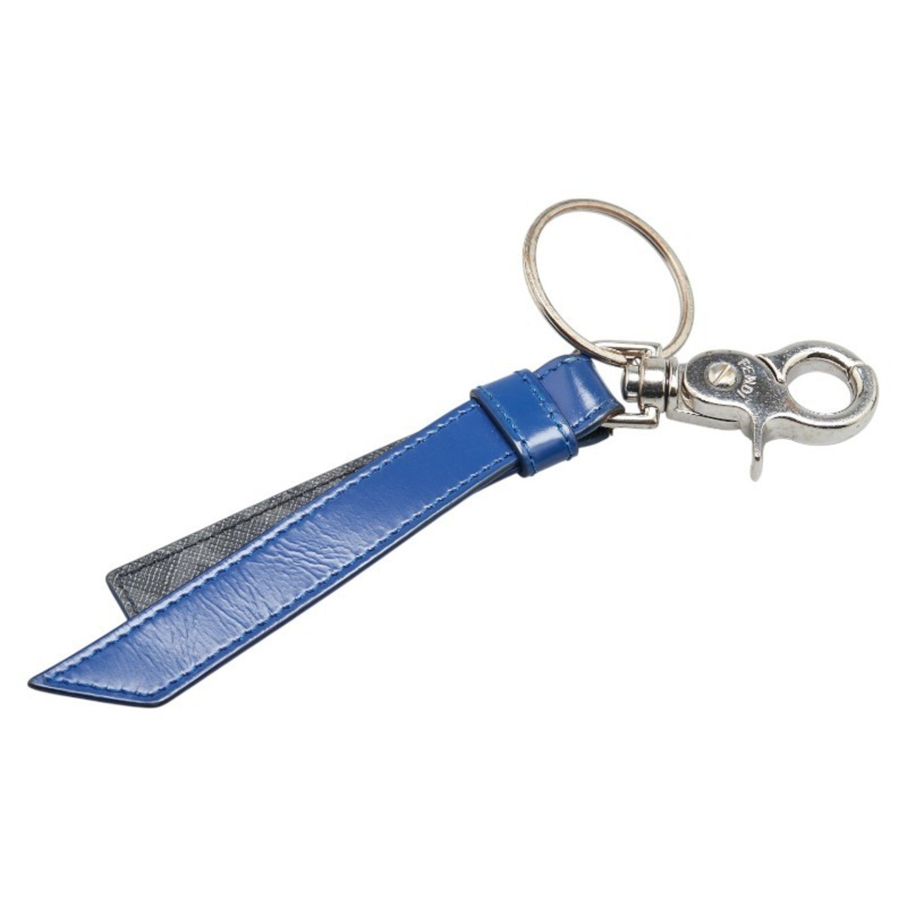 Fendi Zucca Keychain Bag Charm AGRA Silver Metal Leather
