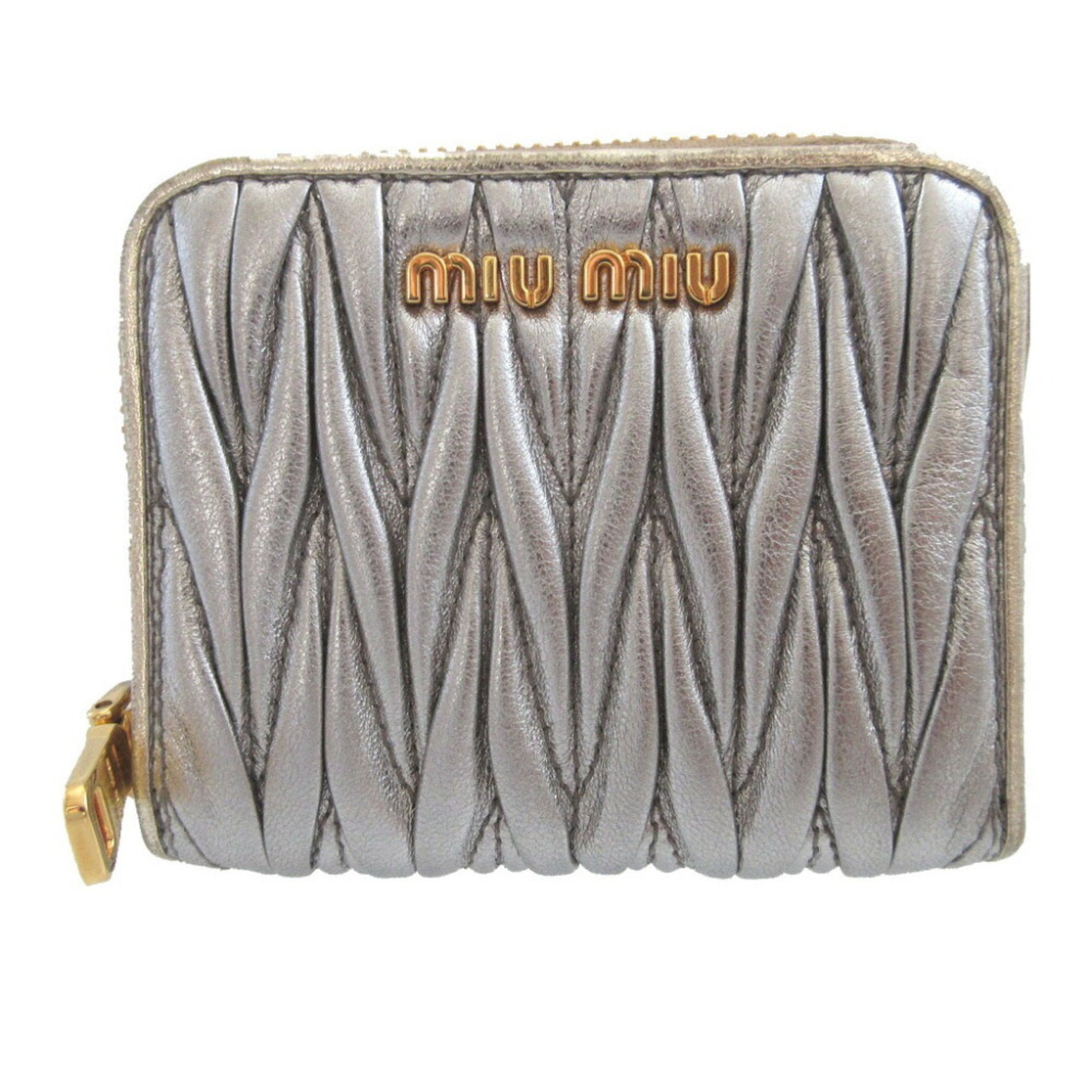 Miu Miu Miu Matelasse Gathered Nappa Leather Coin Purse Case Wallet