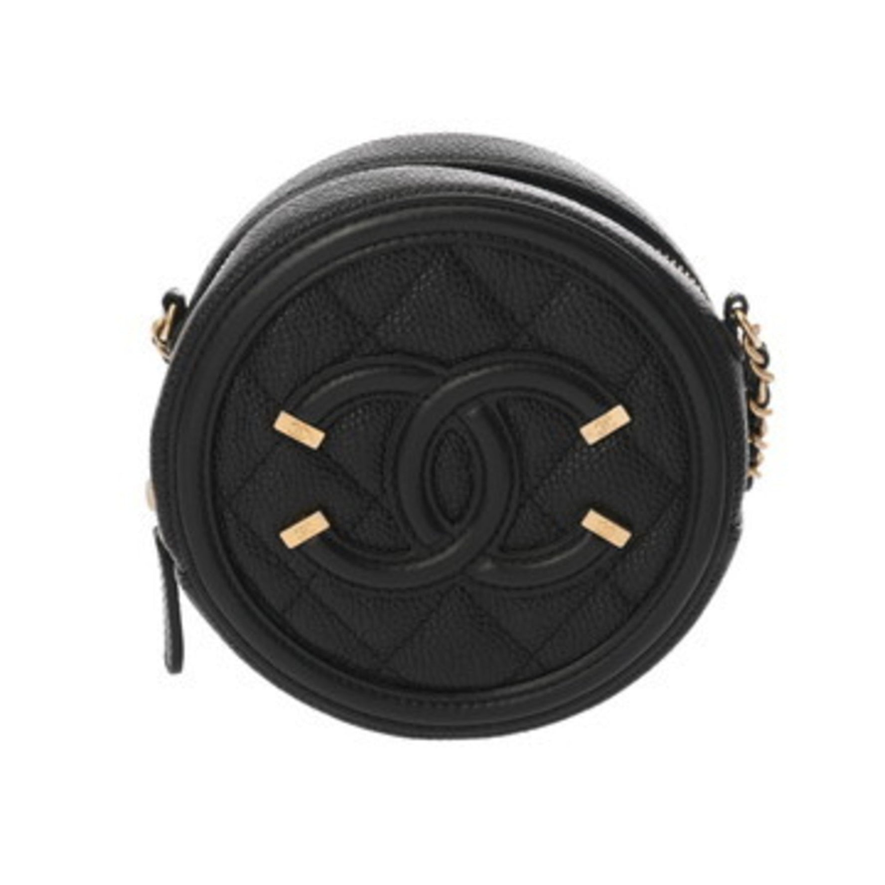 CHANEL CC Filigree Round Chain Shoulder Bag in - Caviar Leather