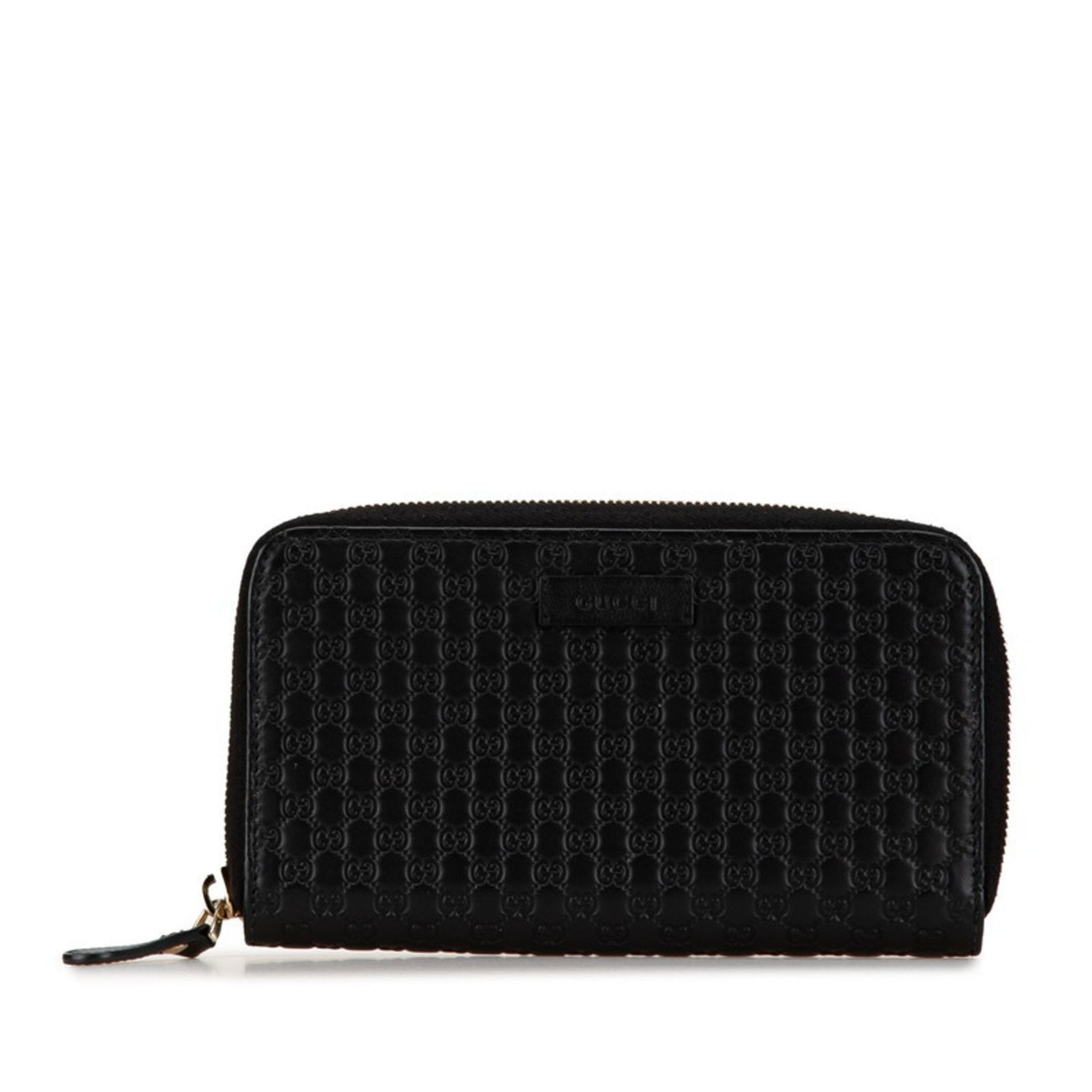 Gucci Micro Guccissima Round Long Wallet Black Leather Women's GUCCI