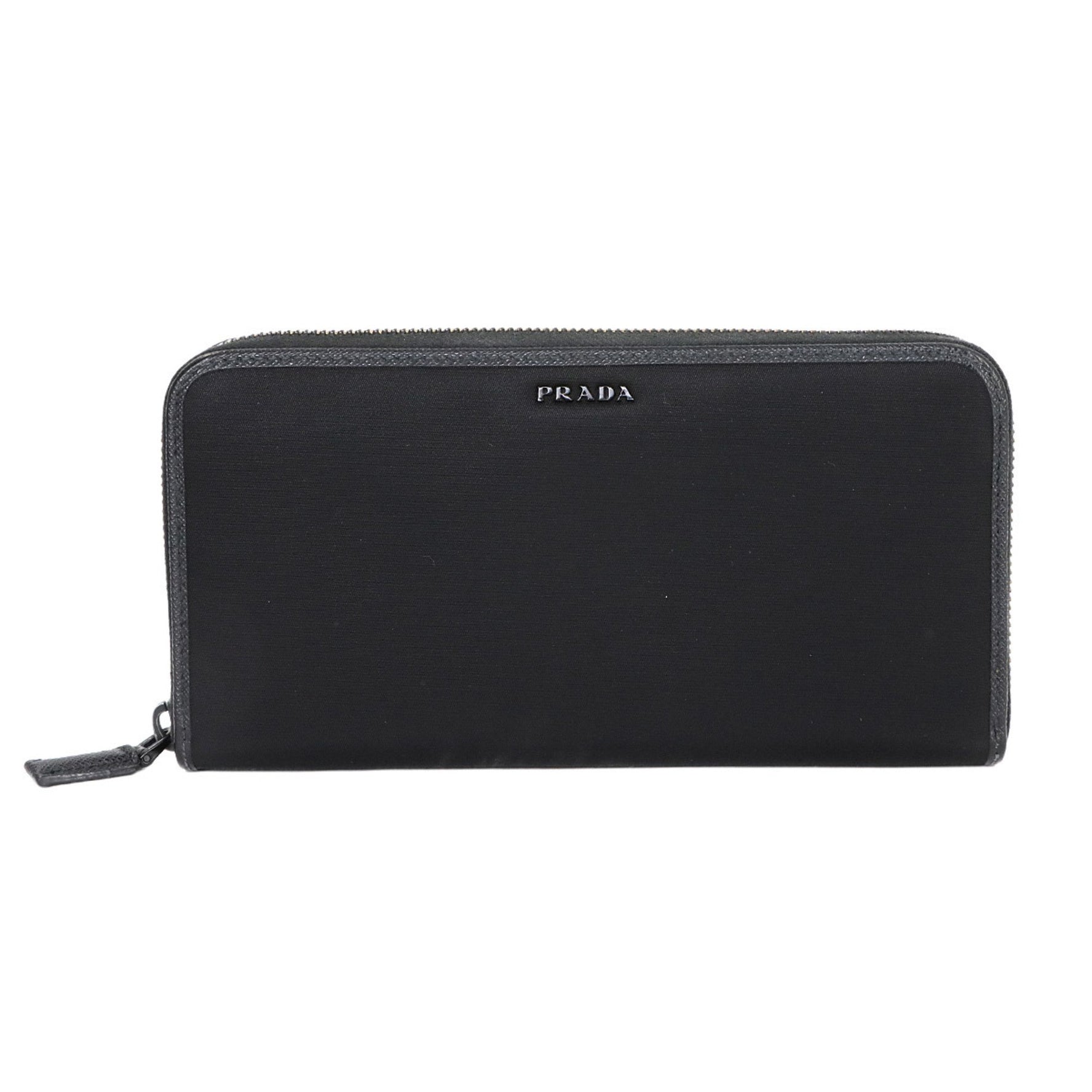 Prada Round Long Wallet in Nylon and Saffiano Leather