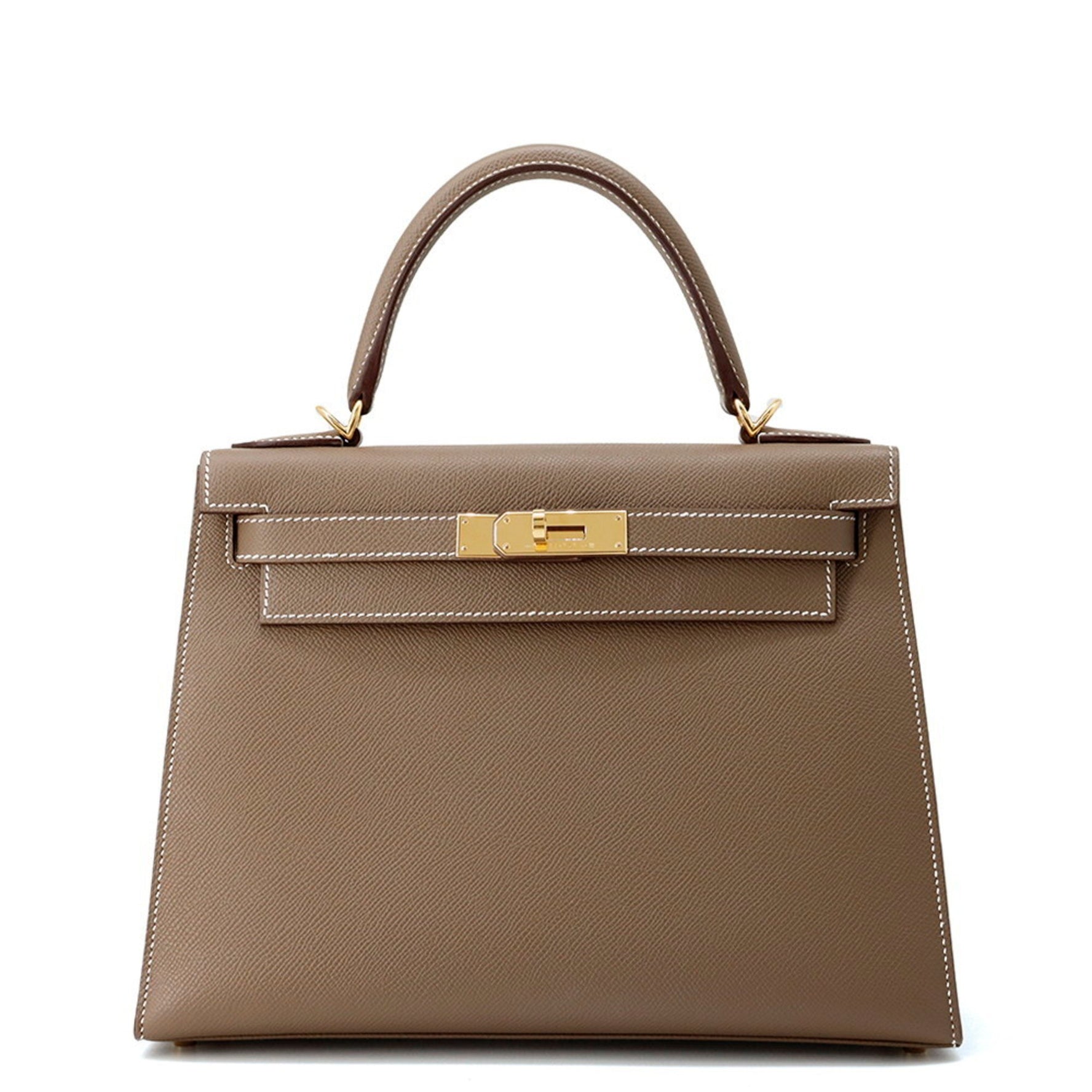 Hermes Hermès Kelly 28 Handbag, Outside Stitching, Etoupe, Epson, B Stamp, 2-Way Shoulder Bag