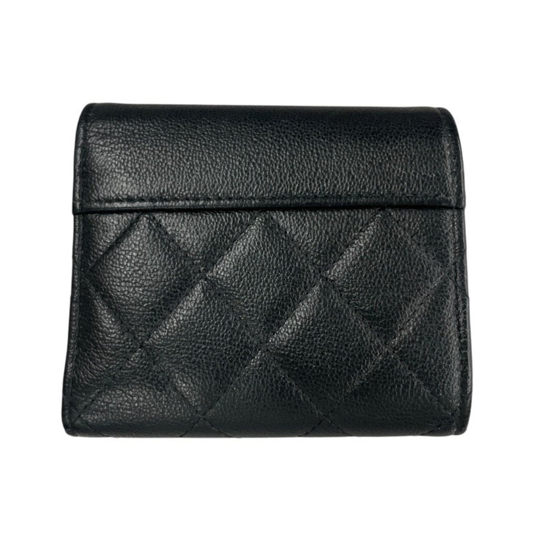 CHANEL CC BOX Tri-fold Leather Wallet, Small Flap Coco Mark, Matelasse