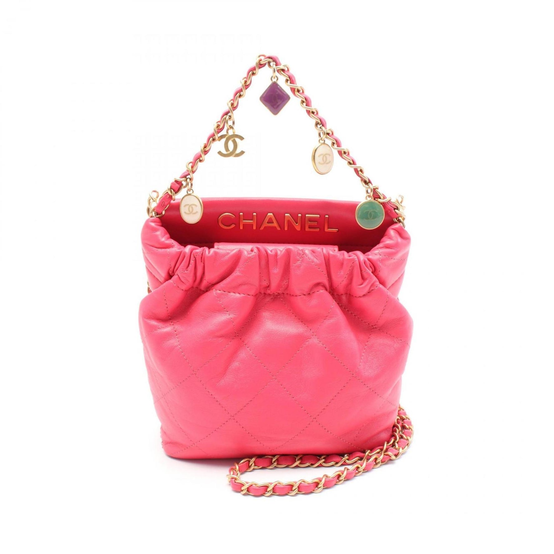CHANEL Matelasse Shoulder Bag Leather Women's Pink AS3793