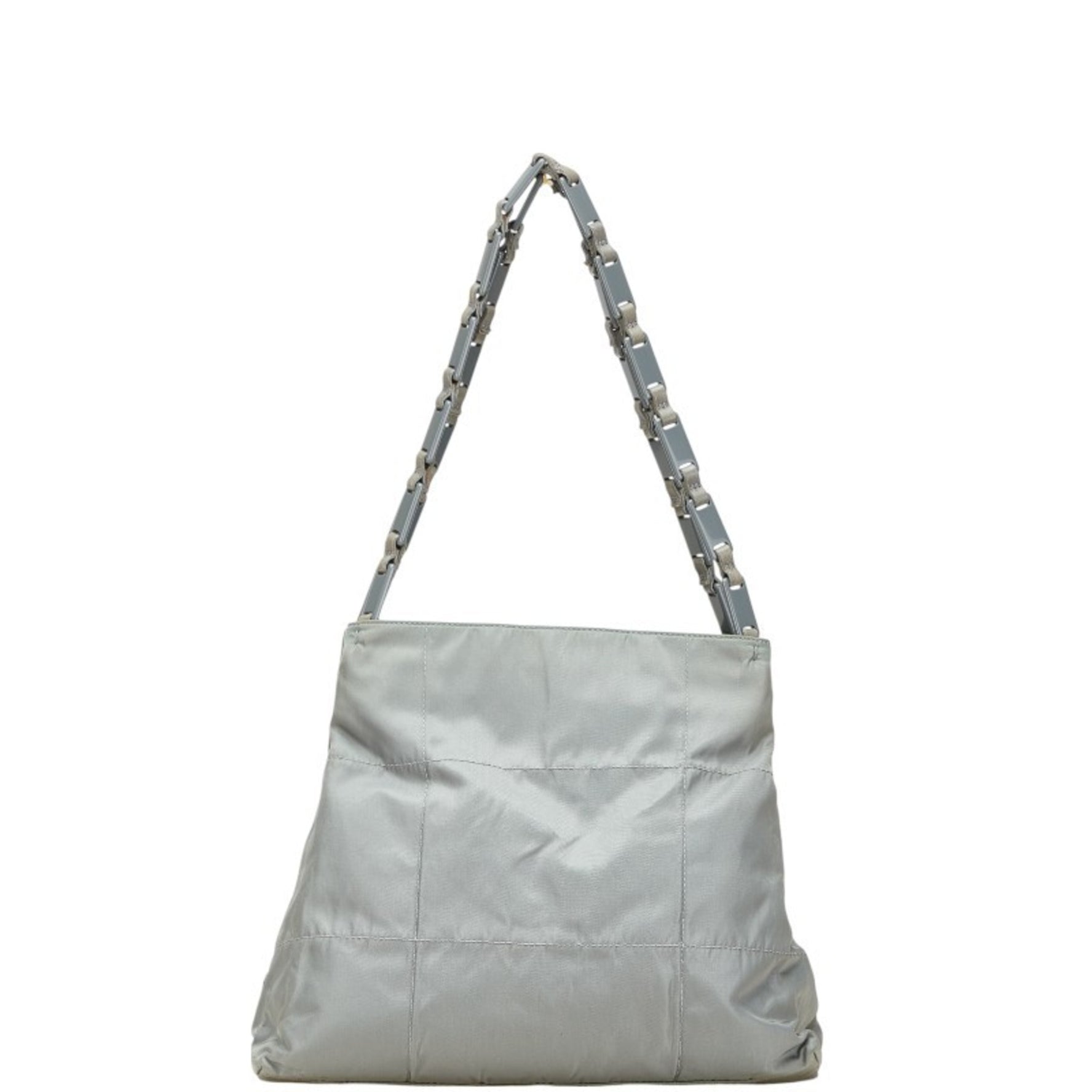 Prada Triangle Logo Plate Tote Bag Nylon Leather