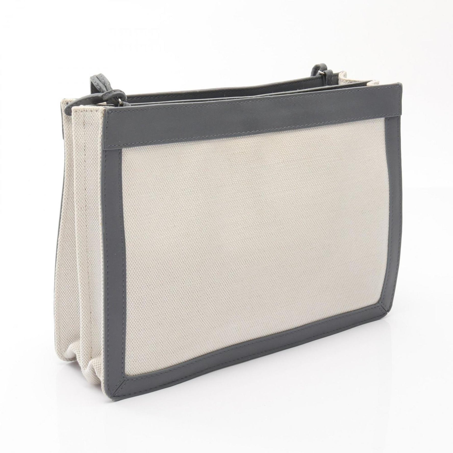 Balenciaga Navy Pochette Shoulder Bag in Canvas and Leather, Ivory Gray