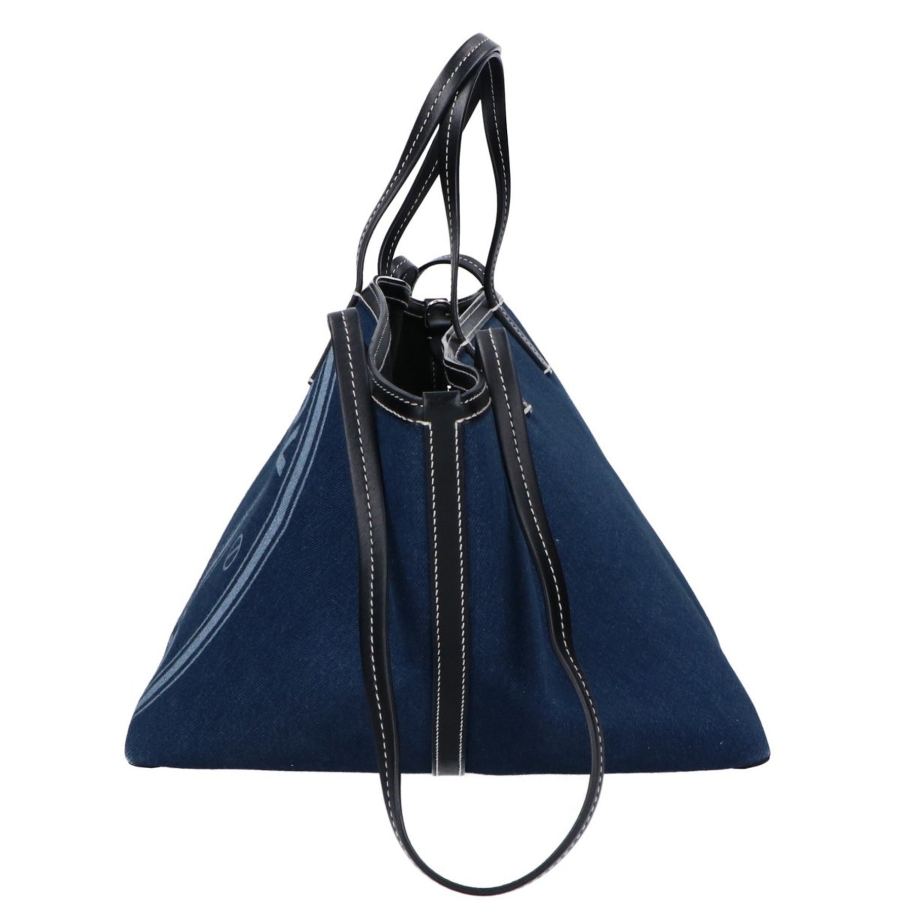 BURBERRY Aged Logo Denim Tote Bag Indigo Black