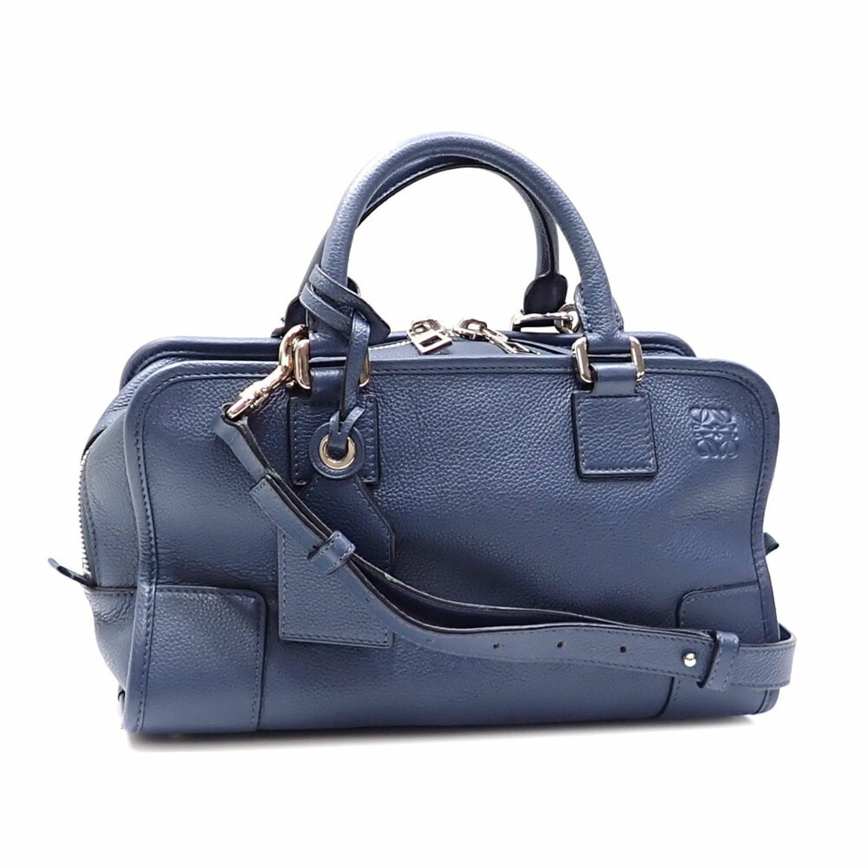 Loewe Amazona 28 Handbag, Stone Blue Calfskin Leather