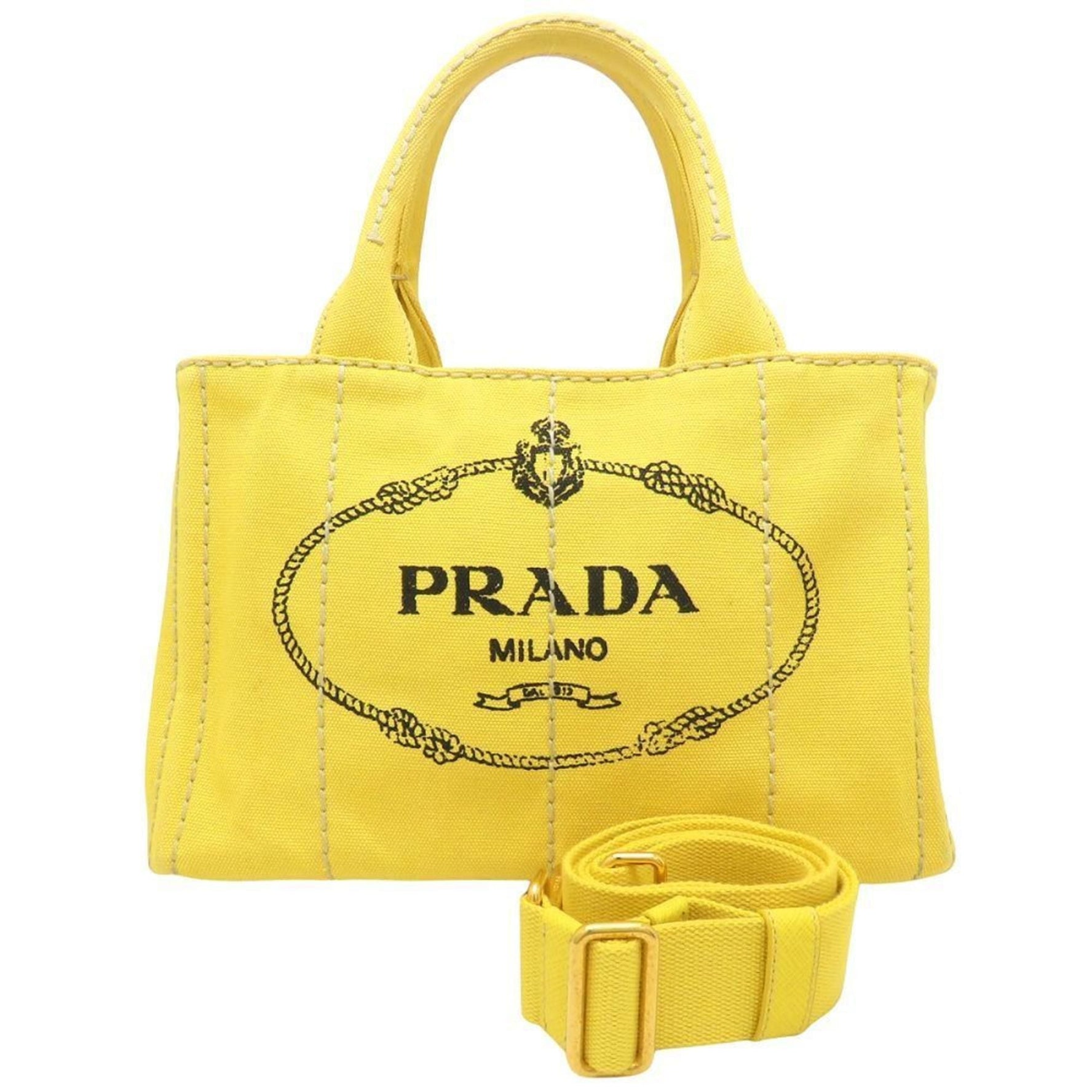 PRADA Canapa Tote Handbag Canvas SOLE
