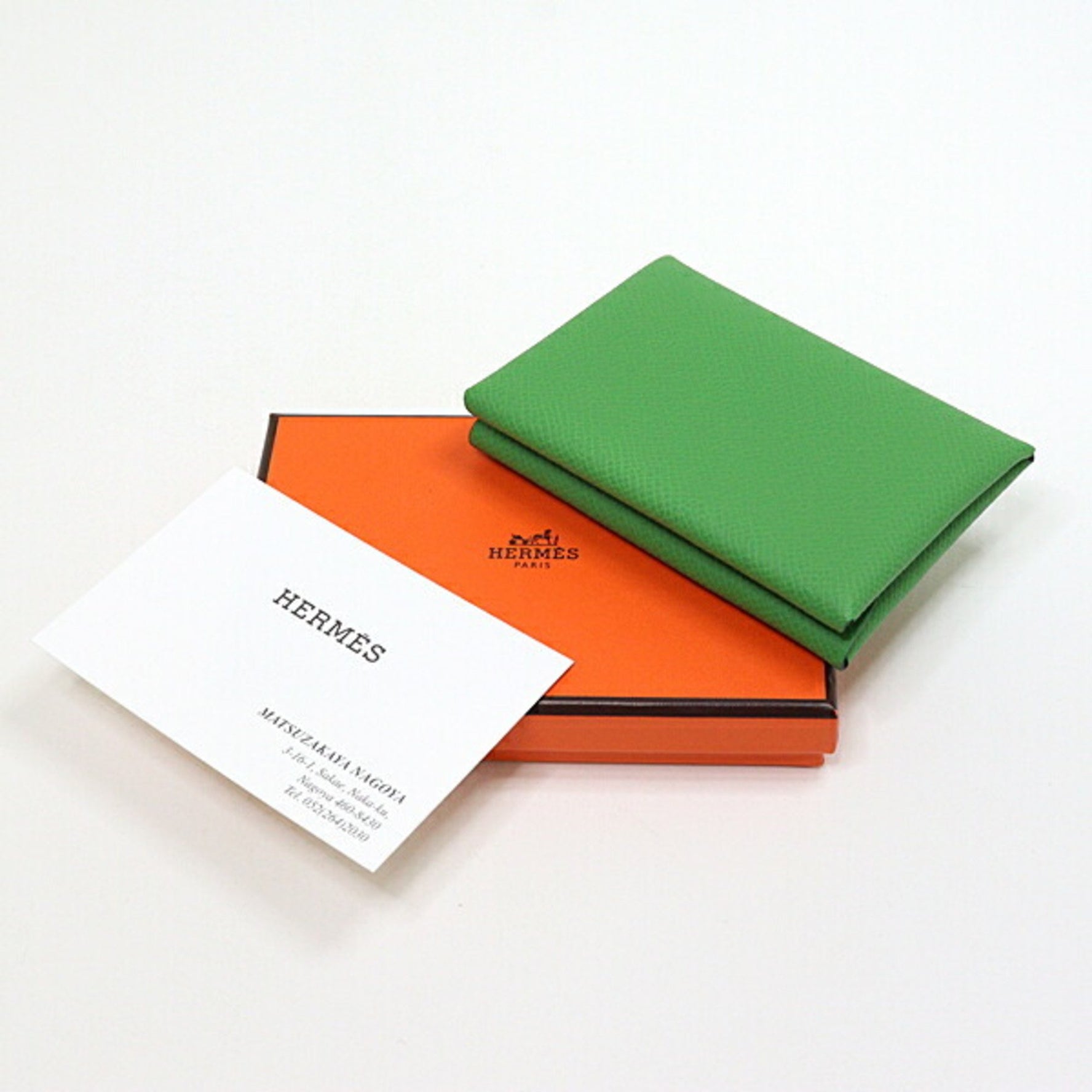 Hermes Calvi Duo Epson Vert Yucca B stamp (made in 2023) card case coin unused