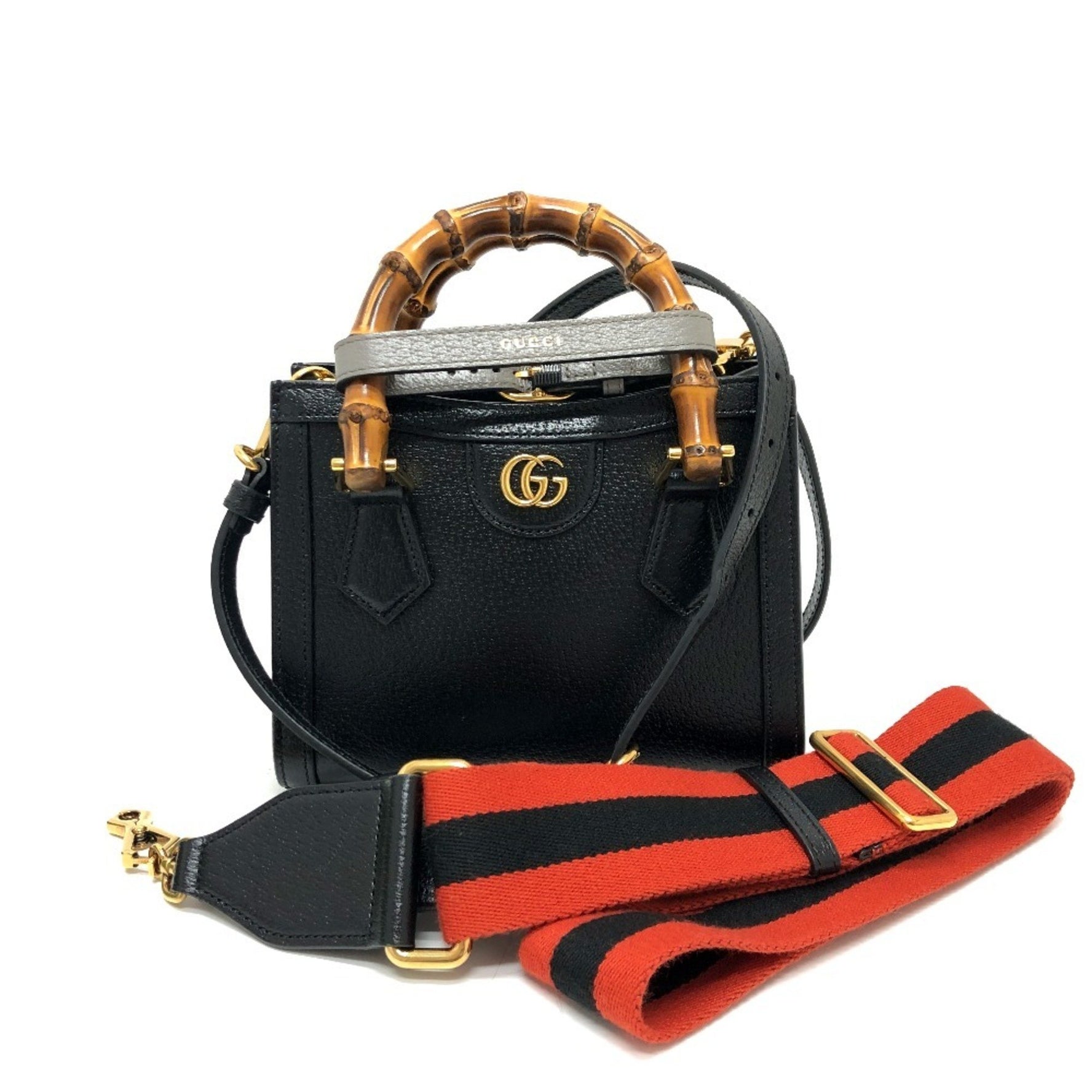 GUCCI Diana Bamboo 3WAY Handbag Shoulder Bag Leather Women's Black Similar