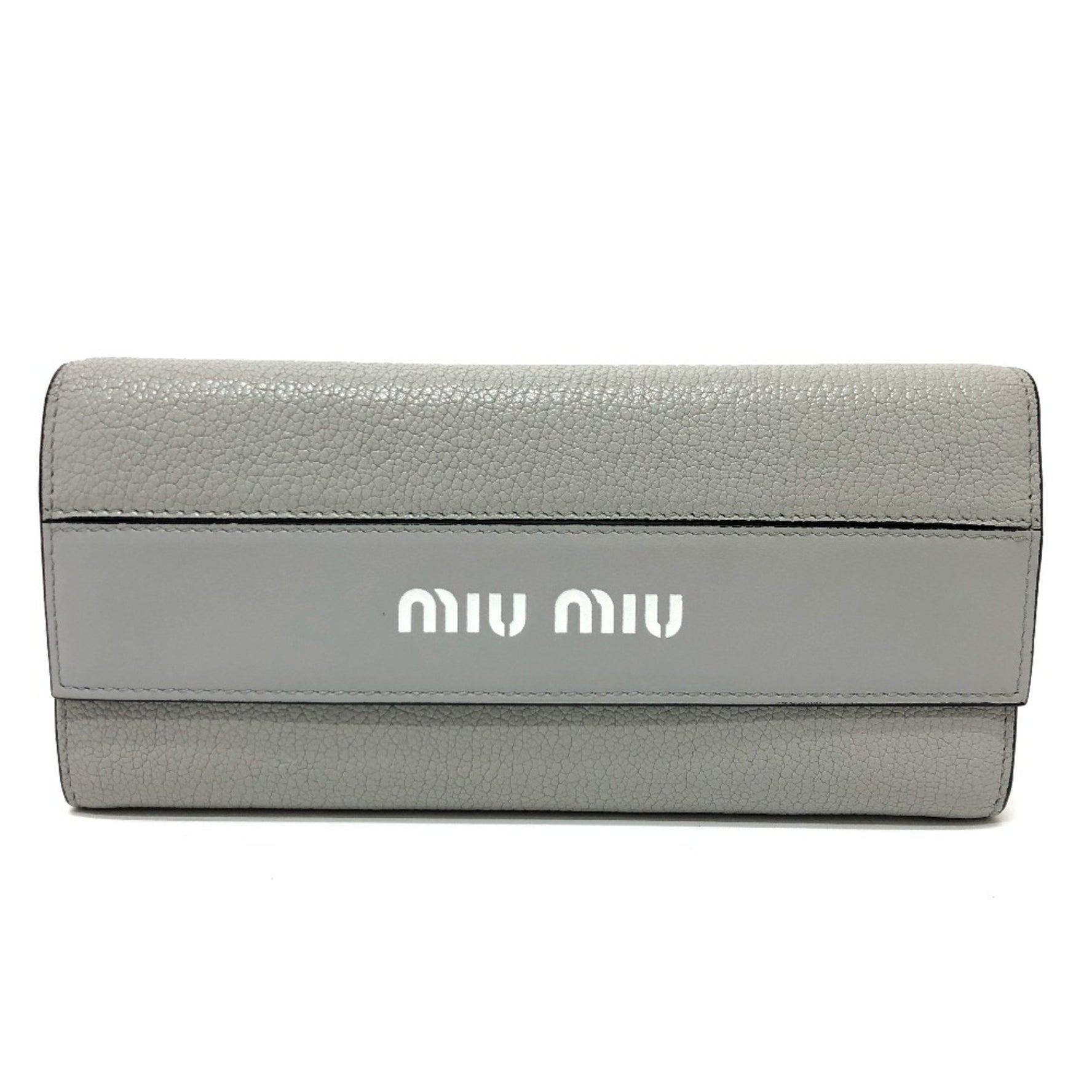 Miu Miu logo Bifold Long Wallet Black/SilverHardware