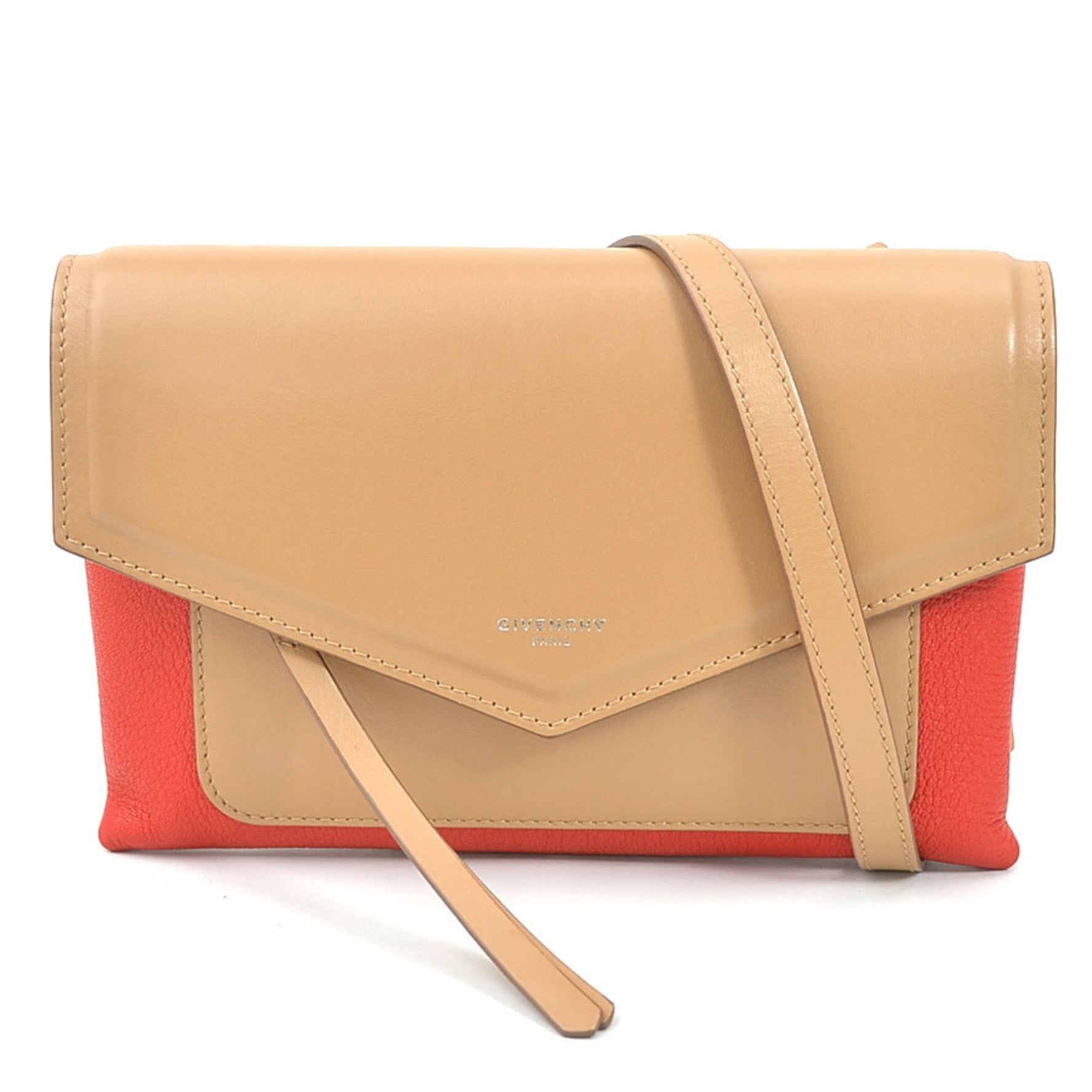 Givenchy Crossbody Shoulder Bag Leather Red x Camel