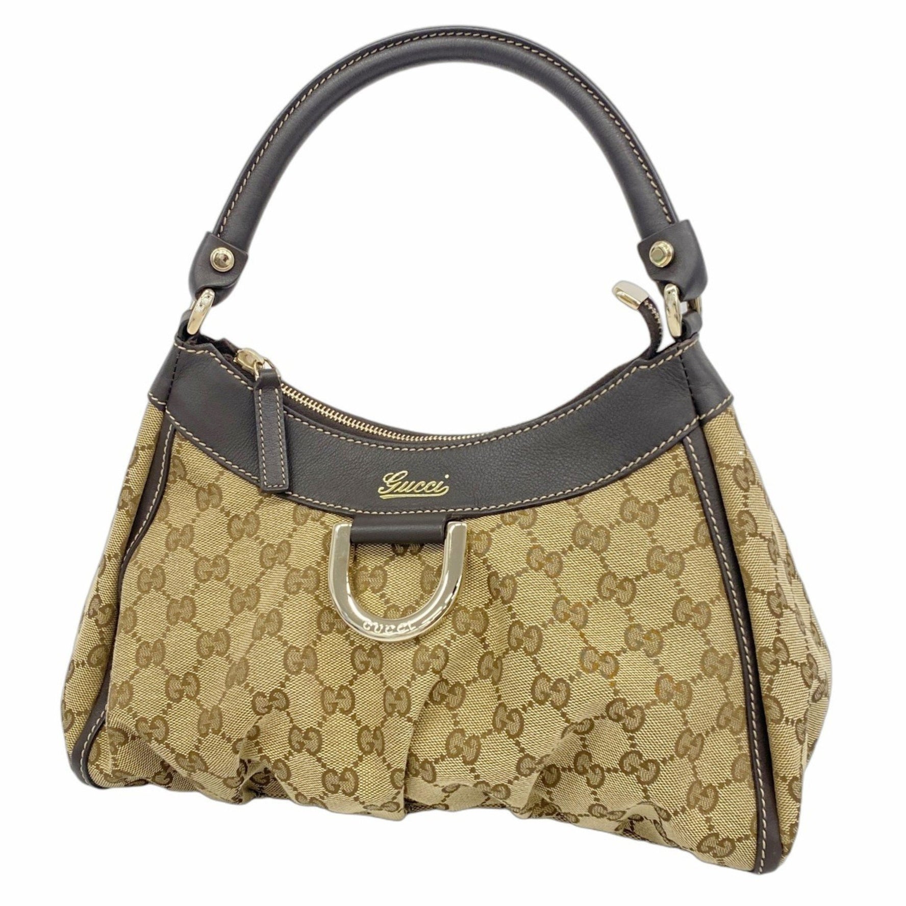 Gucci GG Canvas Abbey Shoulder Bag Brown Champagne Women's