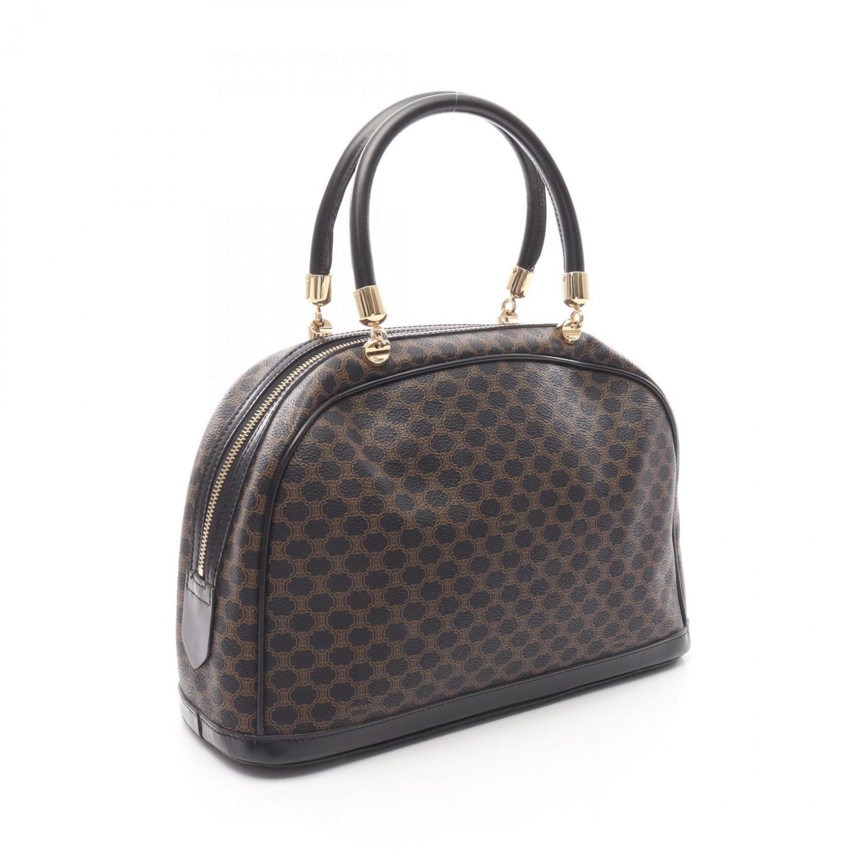 Celine Macadam Handbag, PVC-Coated Canvas and Leather, Black/Brown