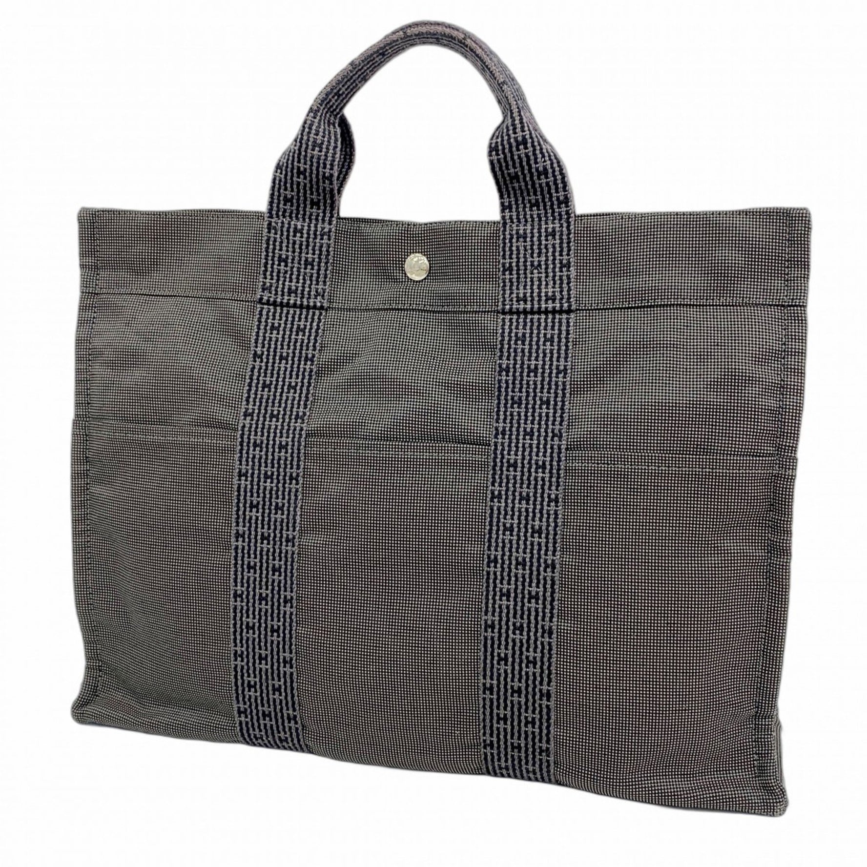 Hermes Hermès Air Line MM Tote Bag, Canvas, Gray, Women's