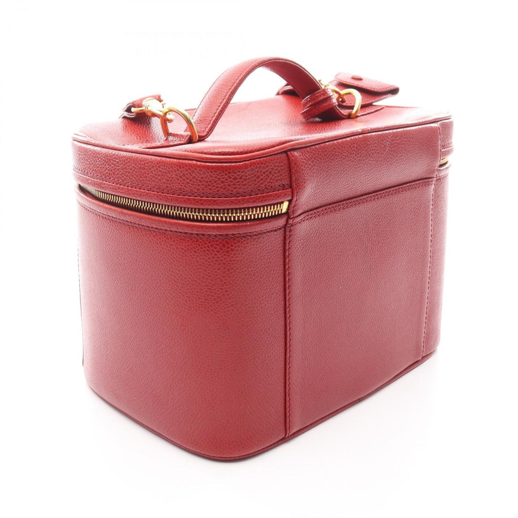 CHANEL Coco Mark Handbag, Leather Calfskin (Cowhide), Red