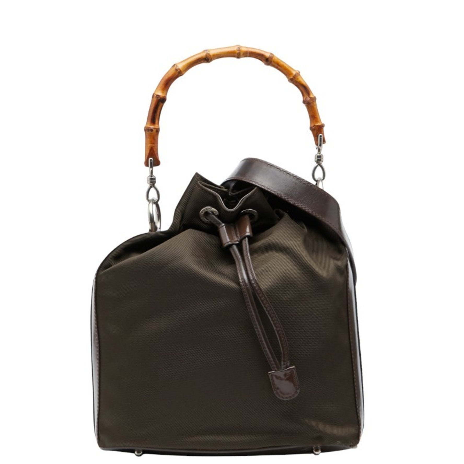 Gucci Bamboo Handbag/Shoulder Bag, 001 3754 1657, Nylon and Patent Leather