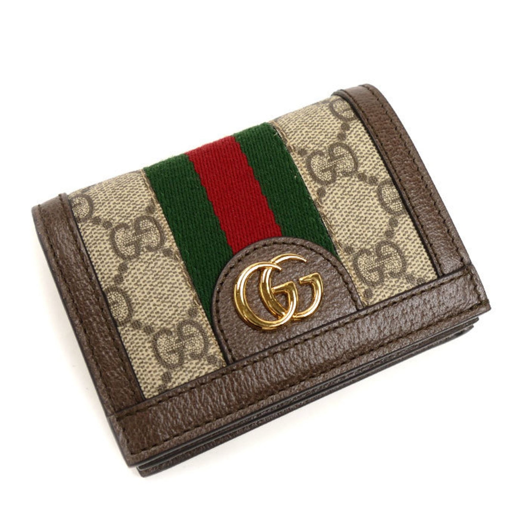 GUCCI Ophidia GG Card Case Wallet Bi-fold Beige/Ebony 8745