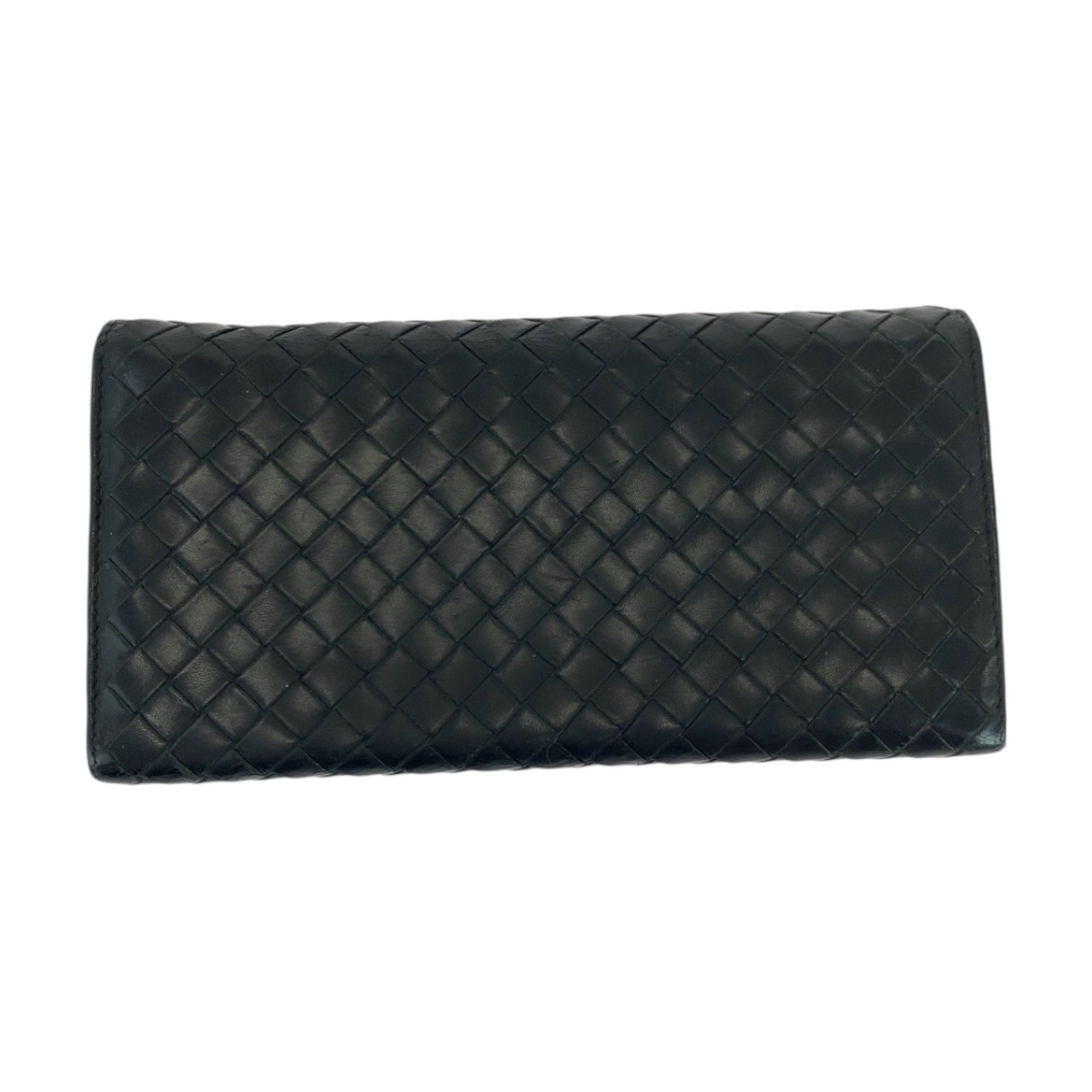 BOTTEGA VENETA Intrecciato Leather Long Wallet with Silver Hardware
