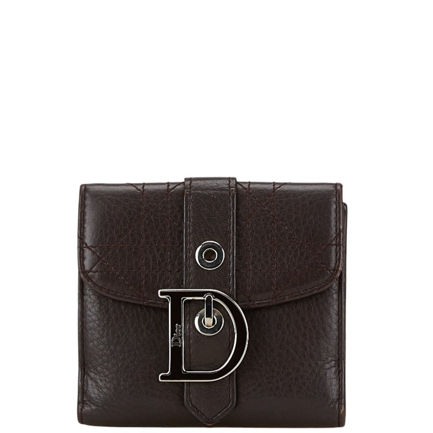 Christian Dior Dior Cannage Stitch W Bi-fold Wallet Leather