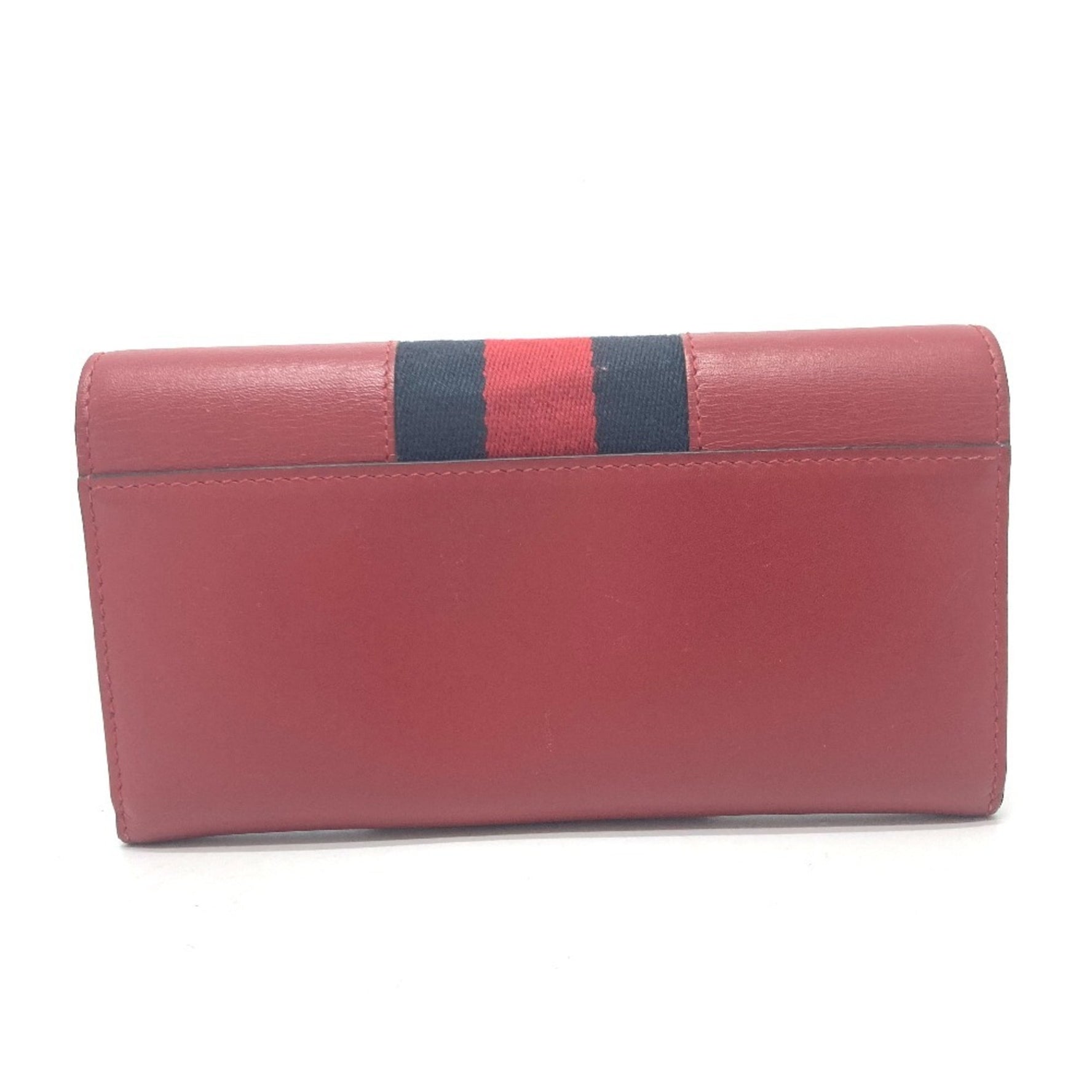 GUCCI Sylvie Continental Wallet Sherry Line Long Leather Red