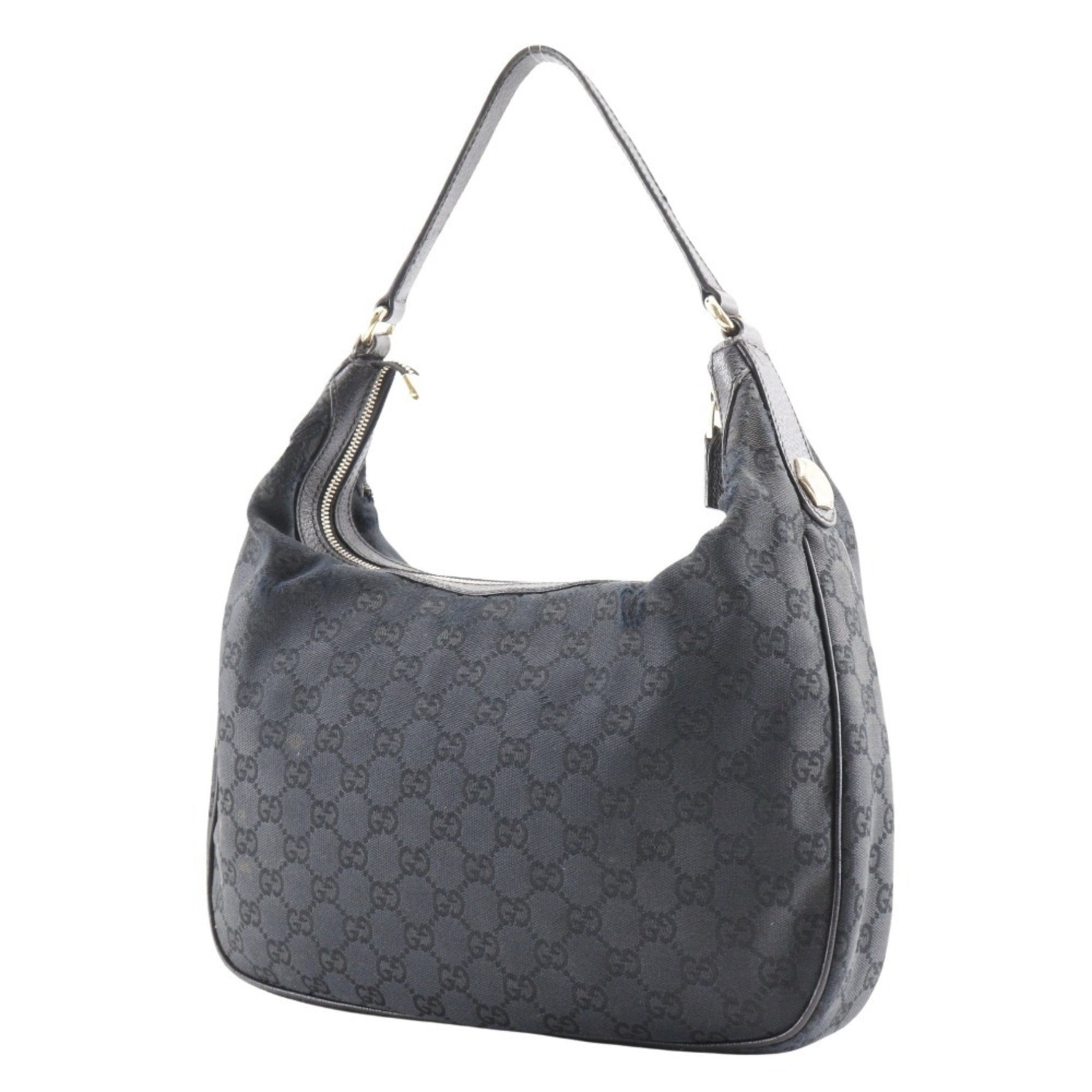GUCCI Shoulder Bag GG Canvas Black One Belt Women's