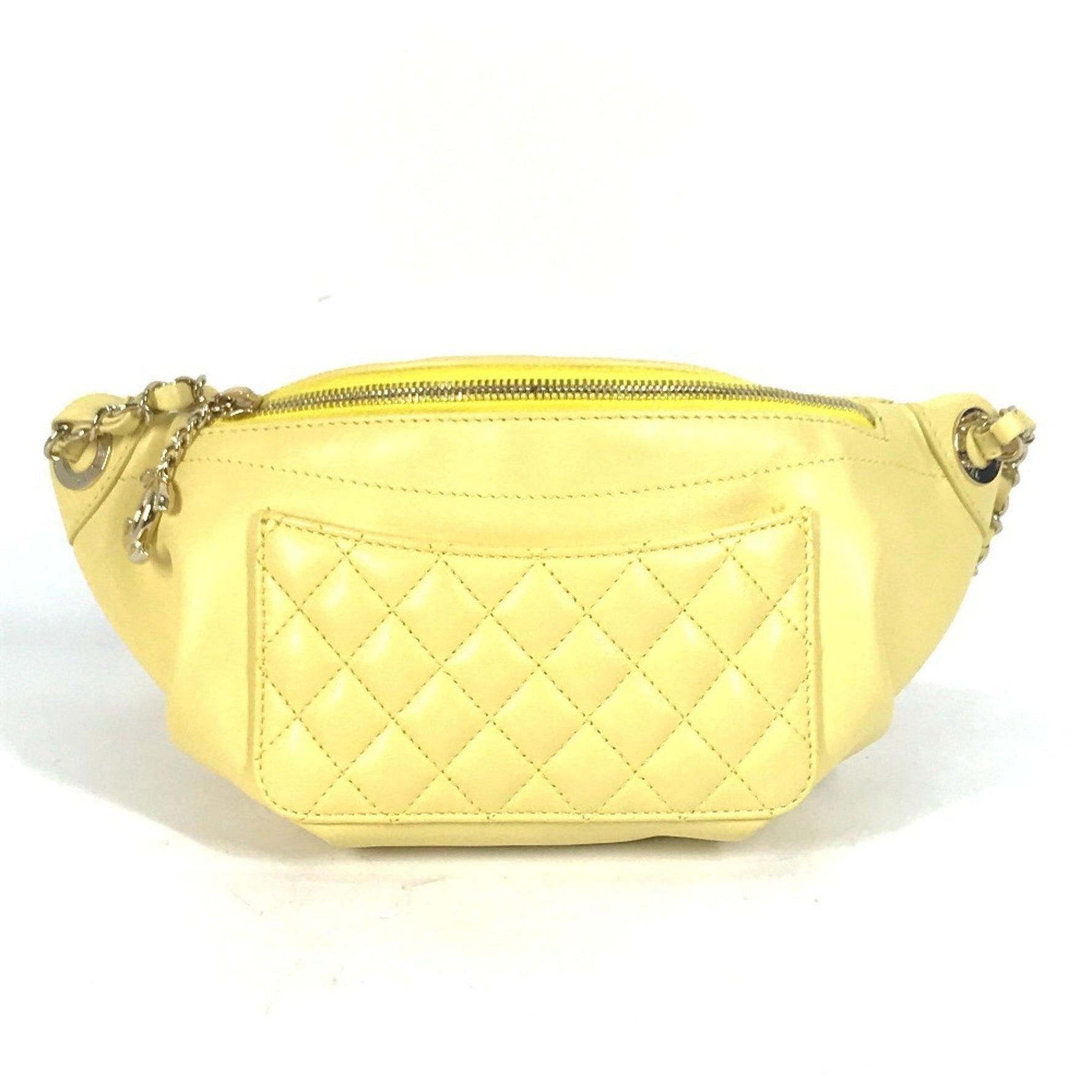 CHANEL Chain Belt Bag/Waist Pouch with CC Coco Mark, Crossbody Quilted Matelasse Design, Lambskin, Like New