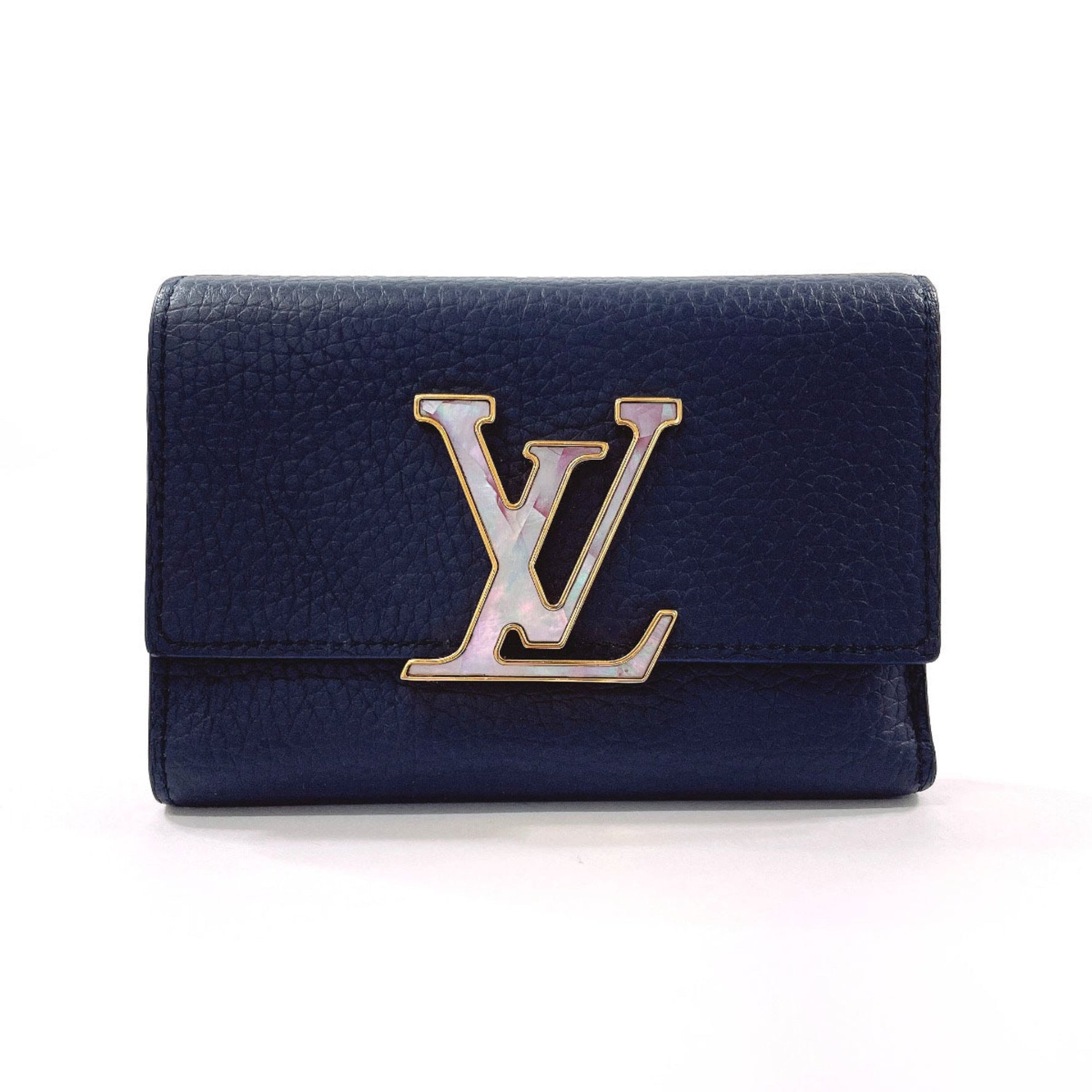Louis Vuitton Portefeuille Capucines Compact Tri-fold Wallet Taurillon Navy