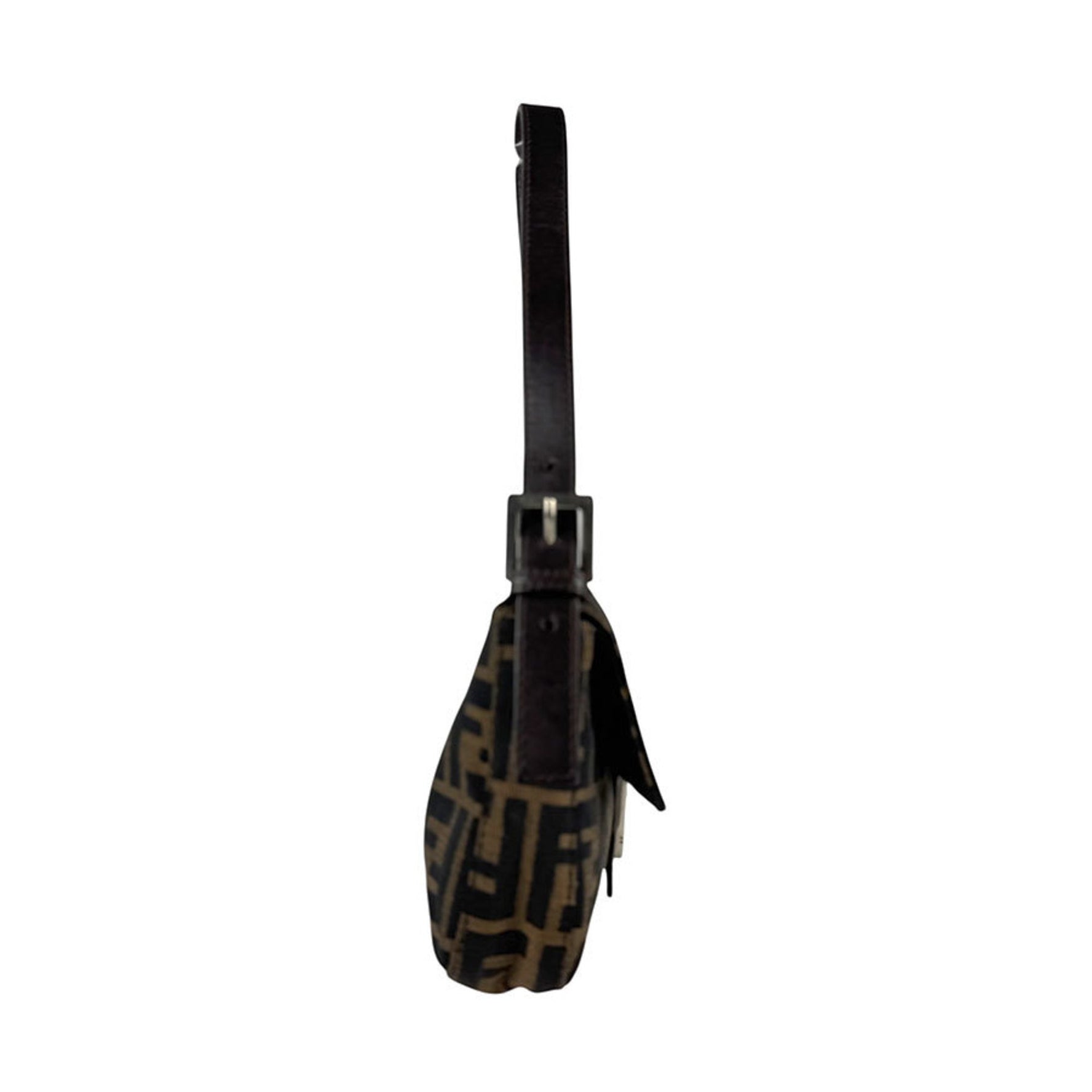 Fendi Zucca Shoulder Bag in Nylon Canvas and Leather, Brown, Women's, z6663