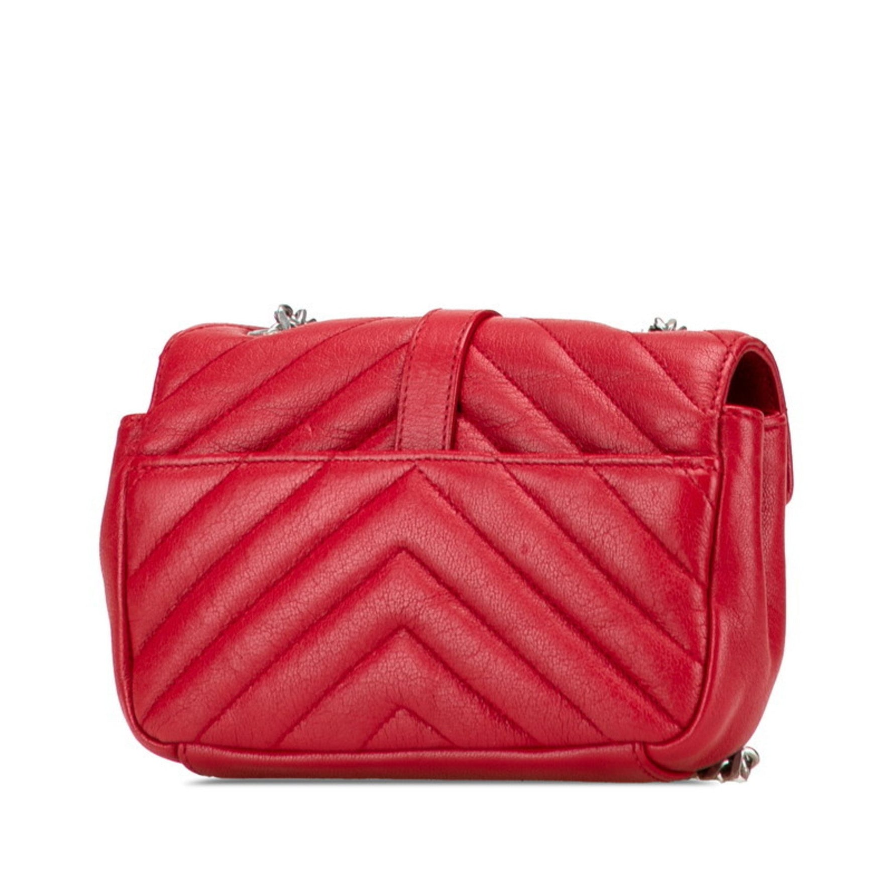 Saint Laurent Baby Chai Chain Shoulder Bag Red and Silver Leather SAINT LAURENT