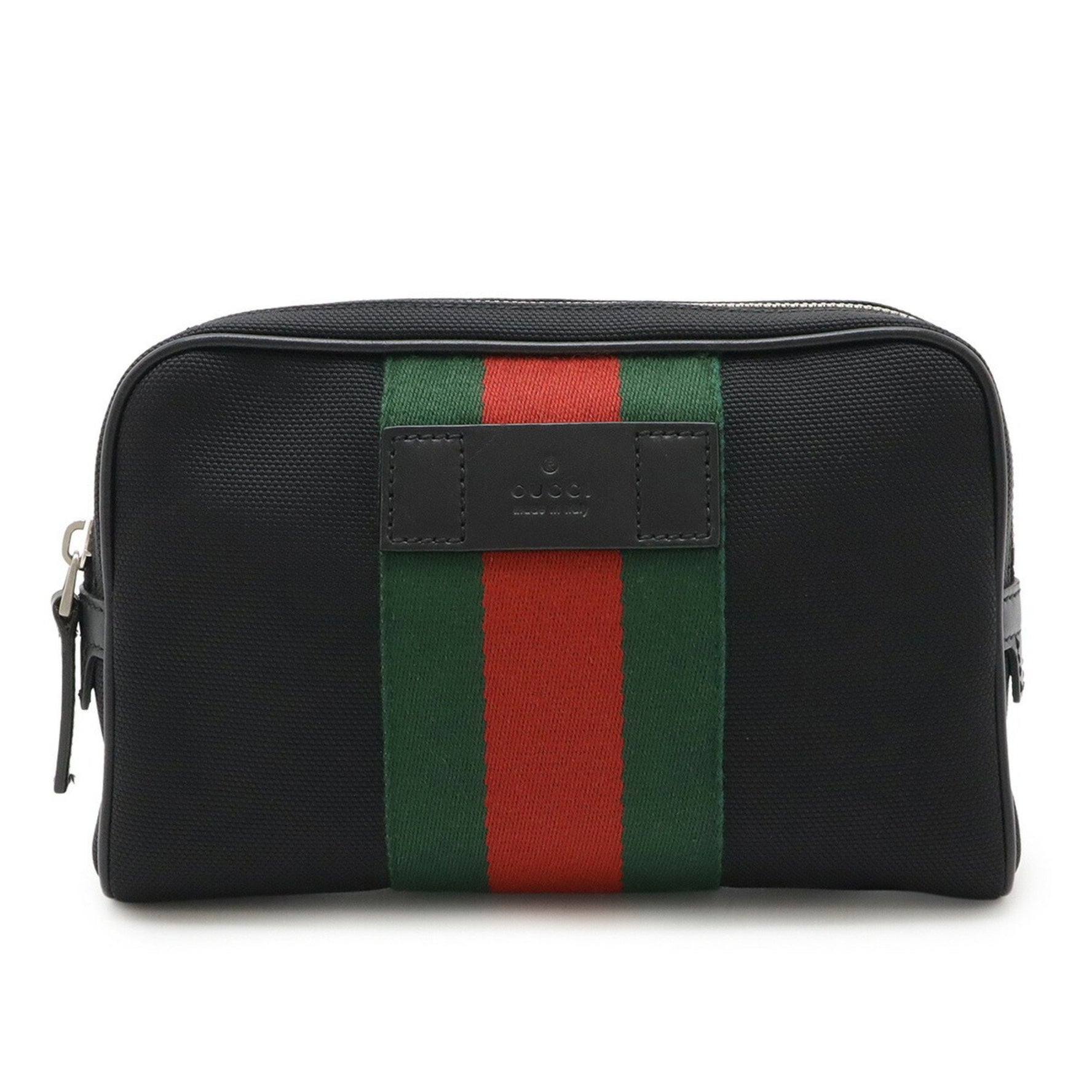 GUCCI Sherry Line Body Bag Waist Nylon Canvas Leather Black Green Red