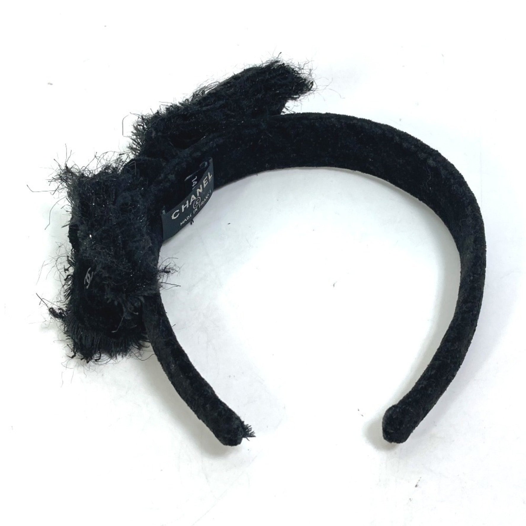 CHANEL Ribbon CC Coco Mark Hairband Headband Tweed