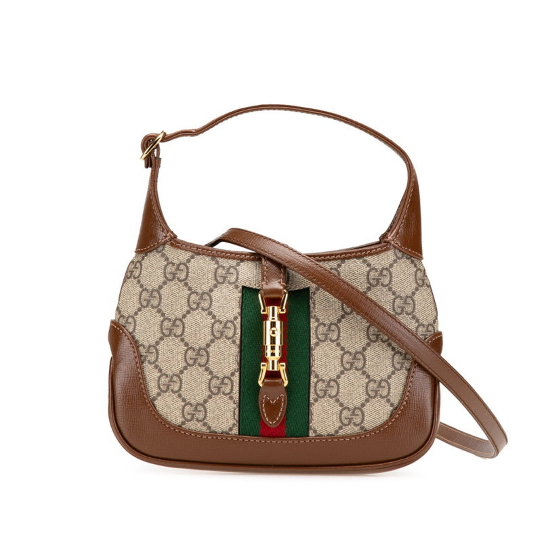 Gucci GG Supreme Ophidia Jackie 1961 Mini Handbag/Shoulder Bag, Beige/Brown Leather