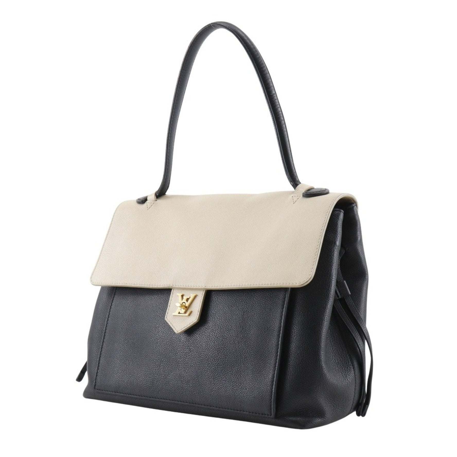 Louis Vuitton Rock Me MM Tote Bag M50191 Calf Black/Beige DU0185 Turnlock Women's