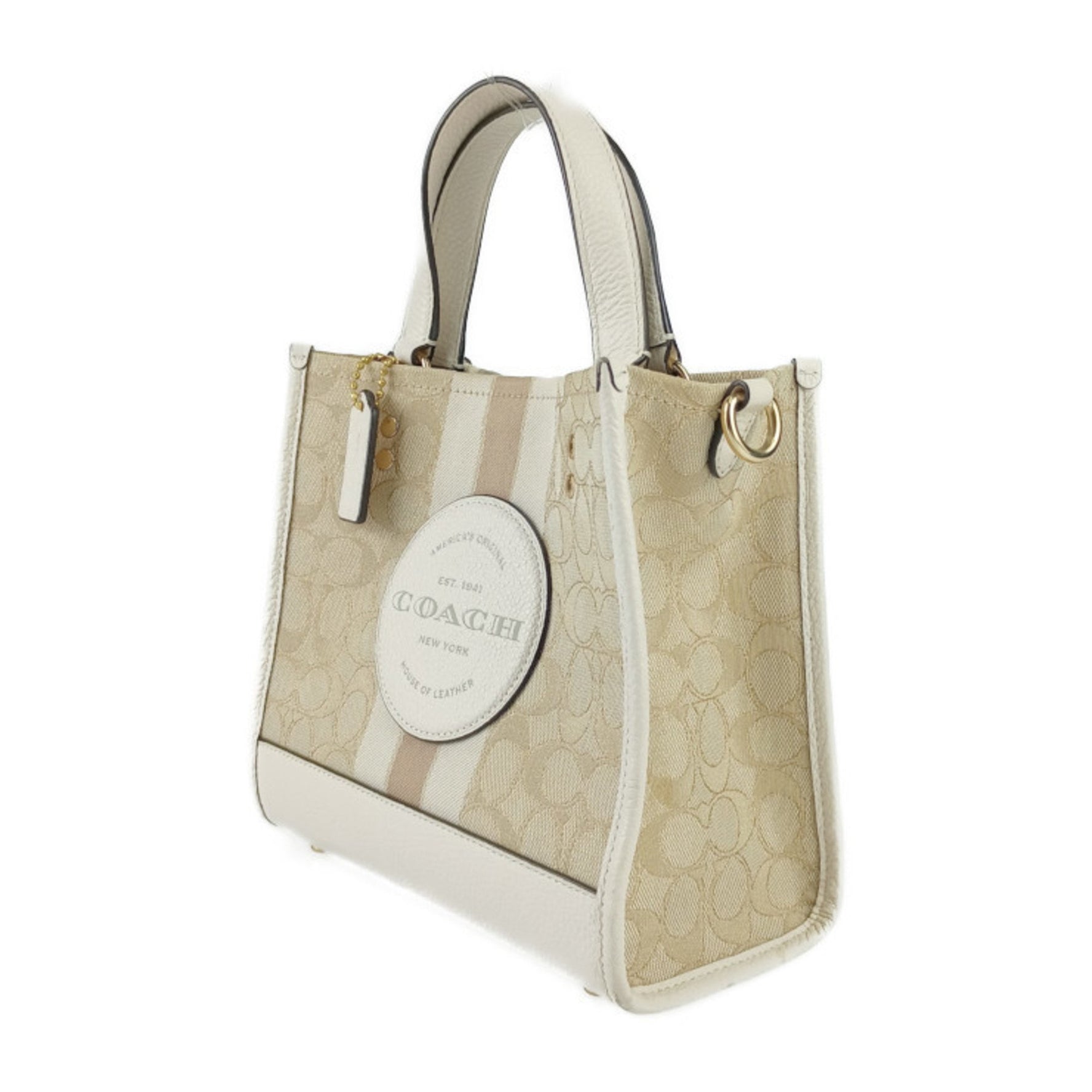 COACH Dempsey Tote 22 C8417 Beige Signature Jacquard Leather Women's Shoulder Bag