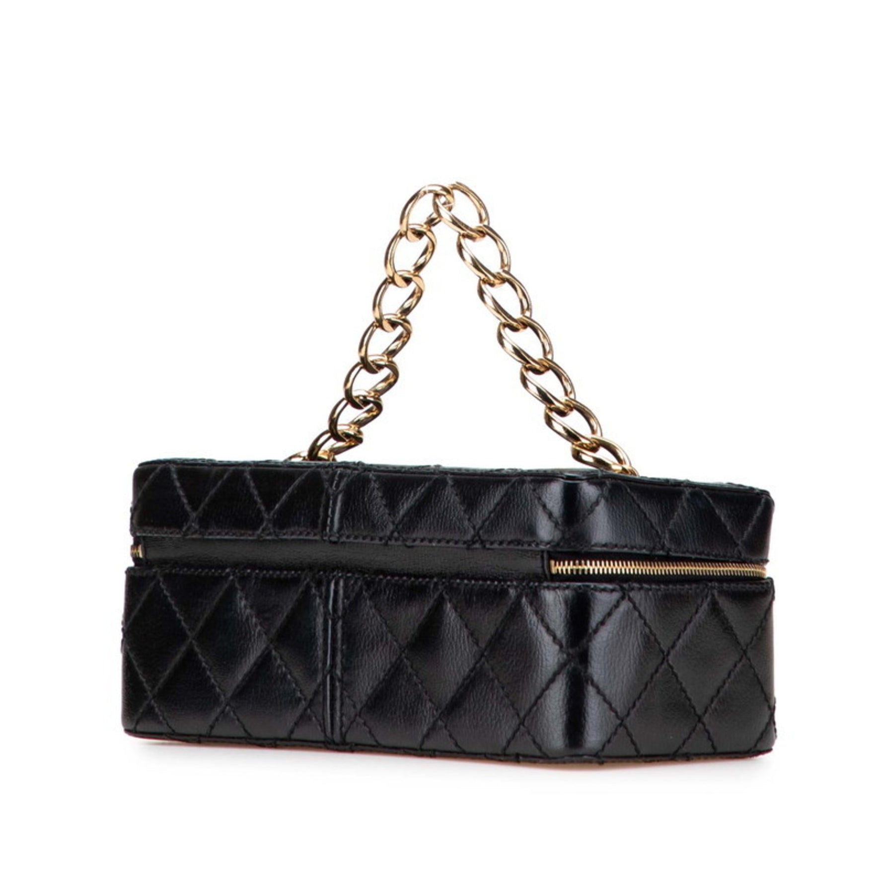 CHANEL Matelasse Coco Mark Chain Vanity Bag in Black Leather for Women