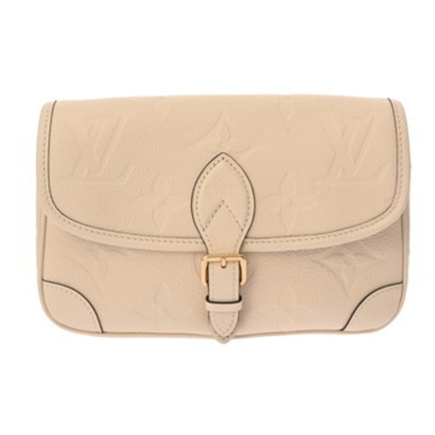 LOUIS VUITTON Monogram Empreinte Diane Creme Leather Shoulder Bag